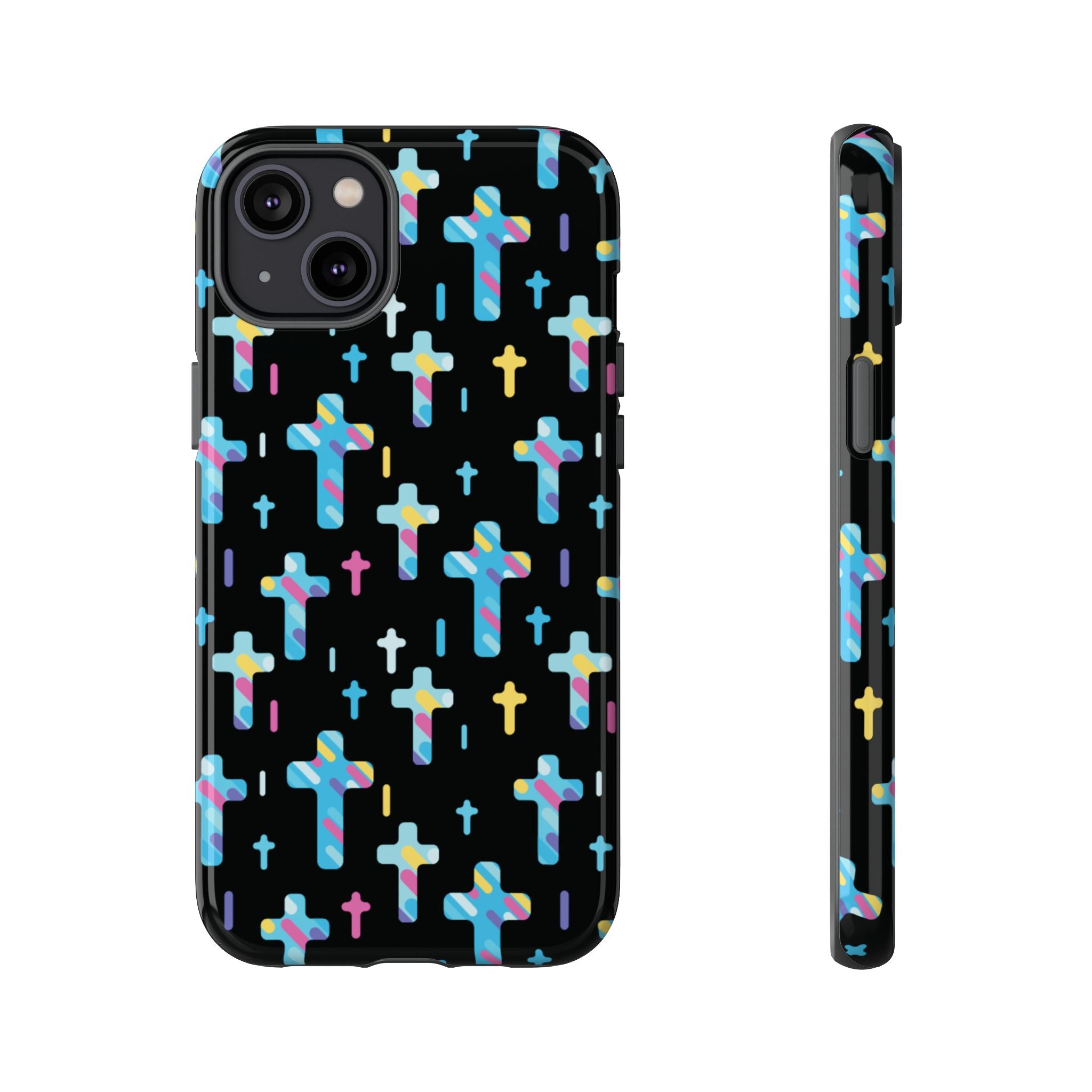 Funda para teléfono con cruz colorida | Protección inspirada en la fe para iPhone | Regalo católico y accesorio para el día a día