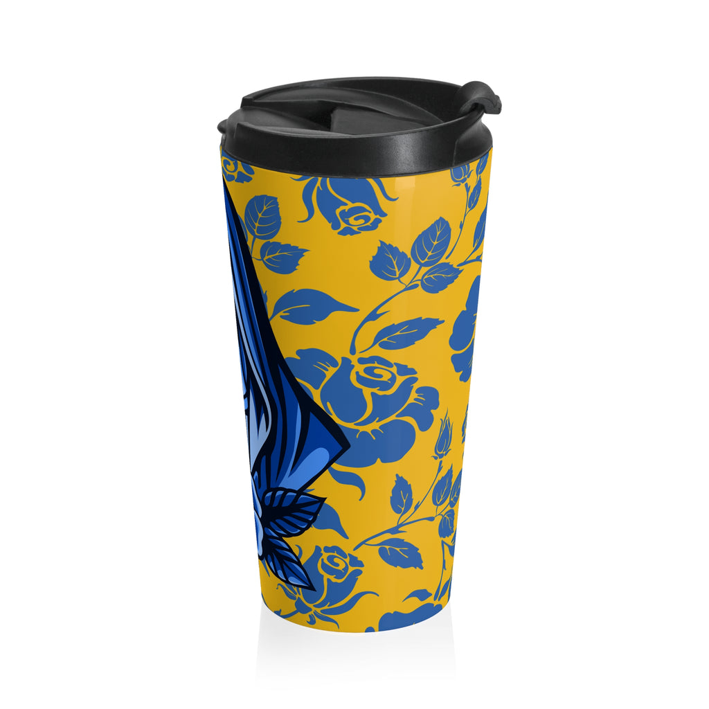 Taza de viaje moderna con diseño floral de la Virgen María | Vaso católico 