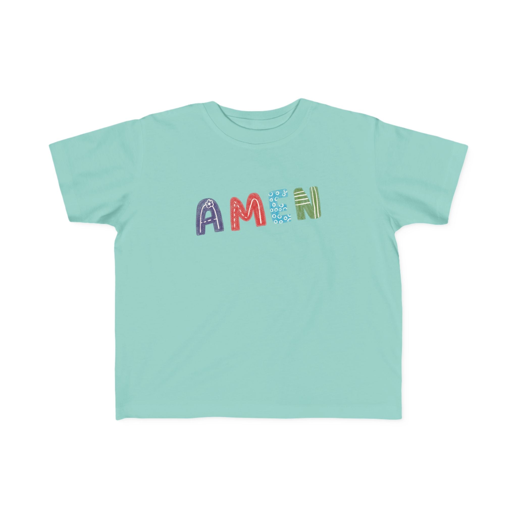 Camiseta de jersey colorida "AMEN" para niños pequeños: ropa cómoda y divertida para niños