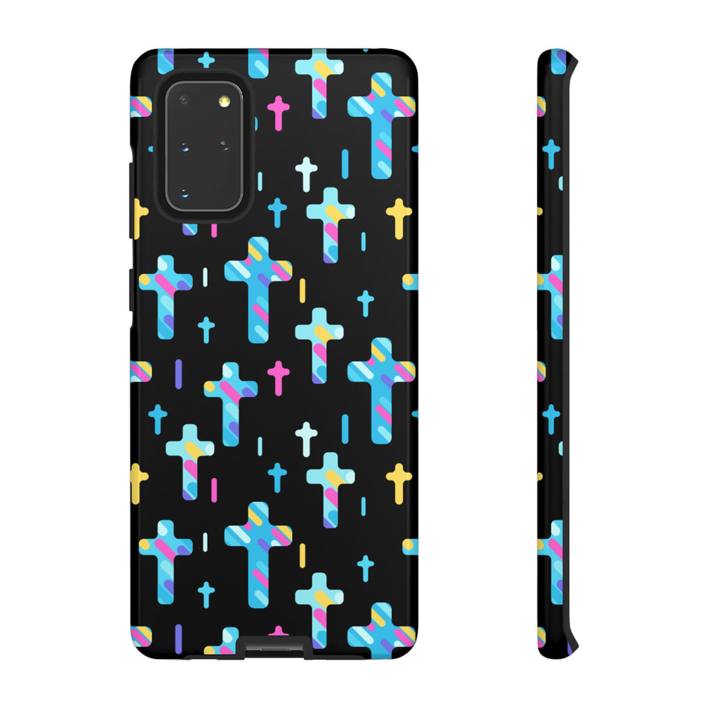 Colorful Cross Phone Case, Stylish Tough Case, Christian Phone Accessory, Unique Gift, Trendy Mobile Cover