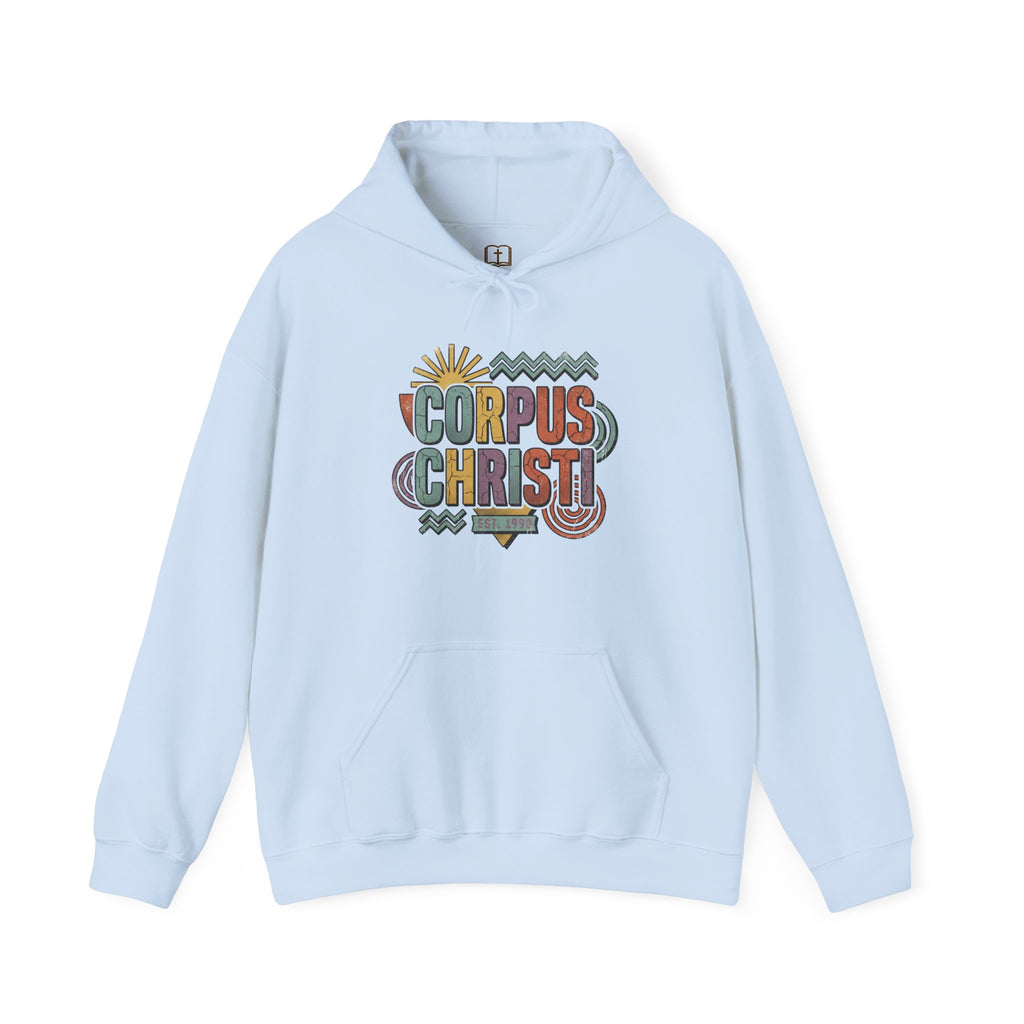 Corpus Christi Est. 1999 Retro Hoodie | Catholic Coastal Comfort