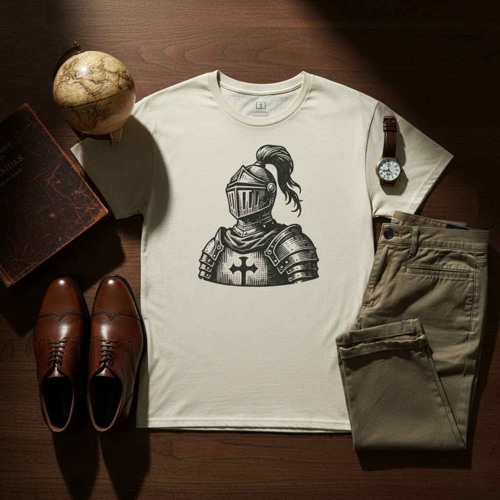 Camiseta de caballero con armadura para hombre | Camiseta gráfica inspirada en la fe | Fuerza y ​​estilo para el día a día