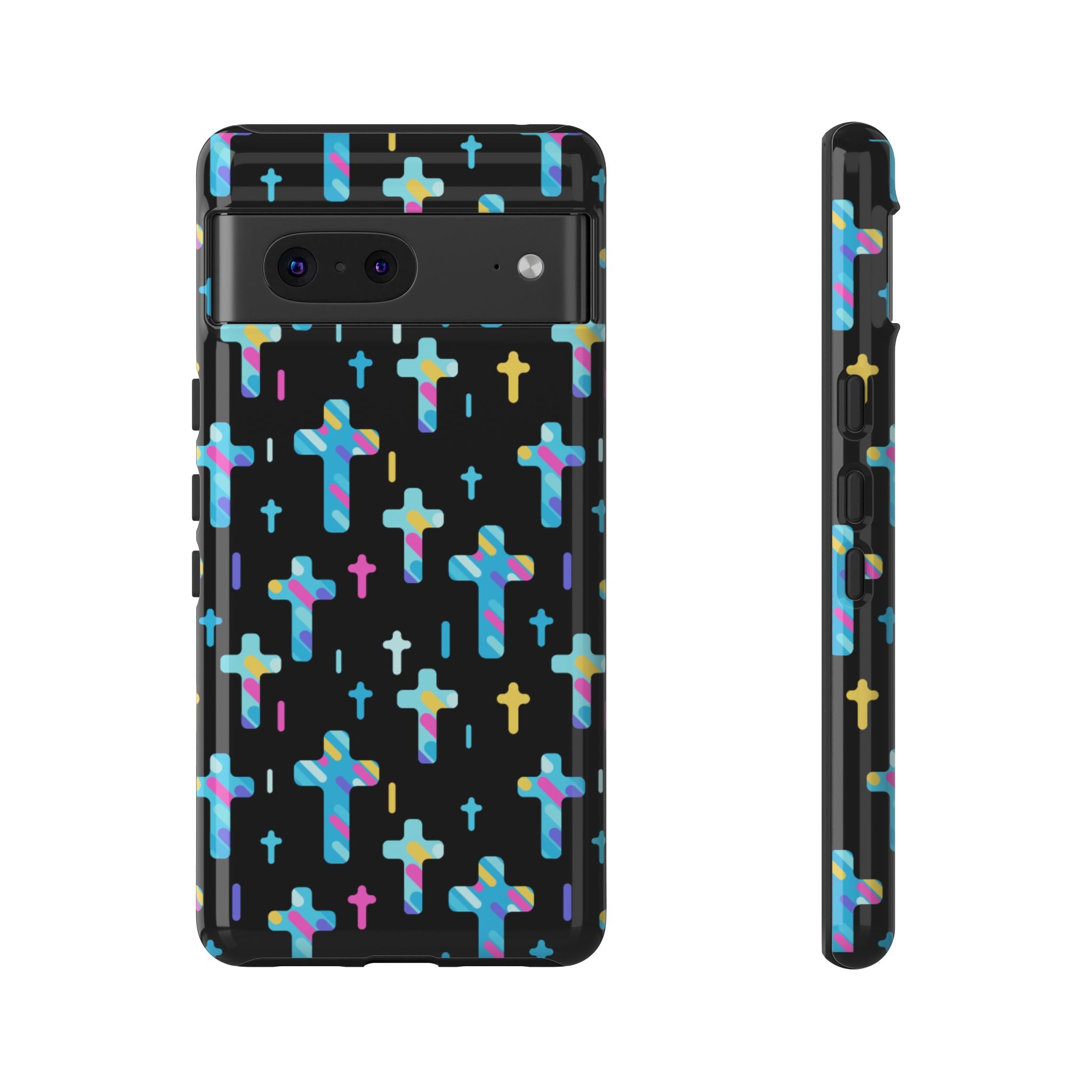 Funda para Google Pixel con cruz colorida | Protección inspirada en la fe | Regalo cristiano y accesorio para el día a día