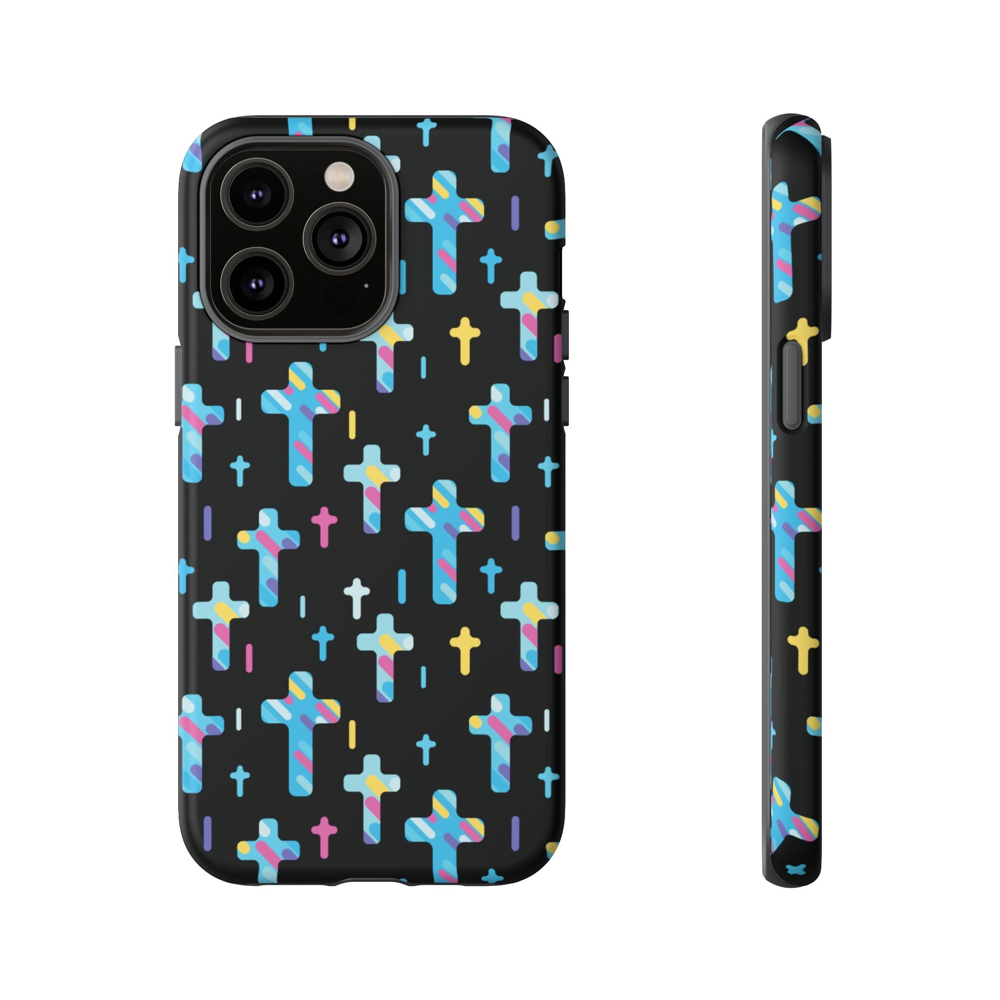 Funda para teléfono con cruz colorida | Protección inspirada en la fe para iPhone | Regalo católico y accesorio para el día a día