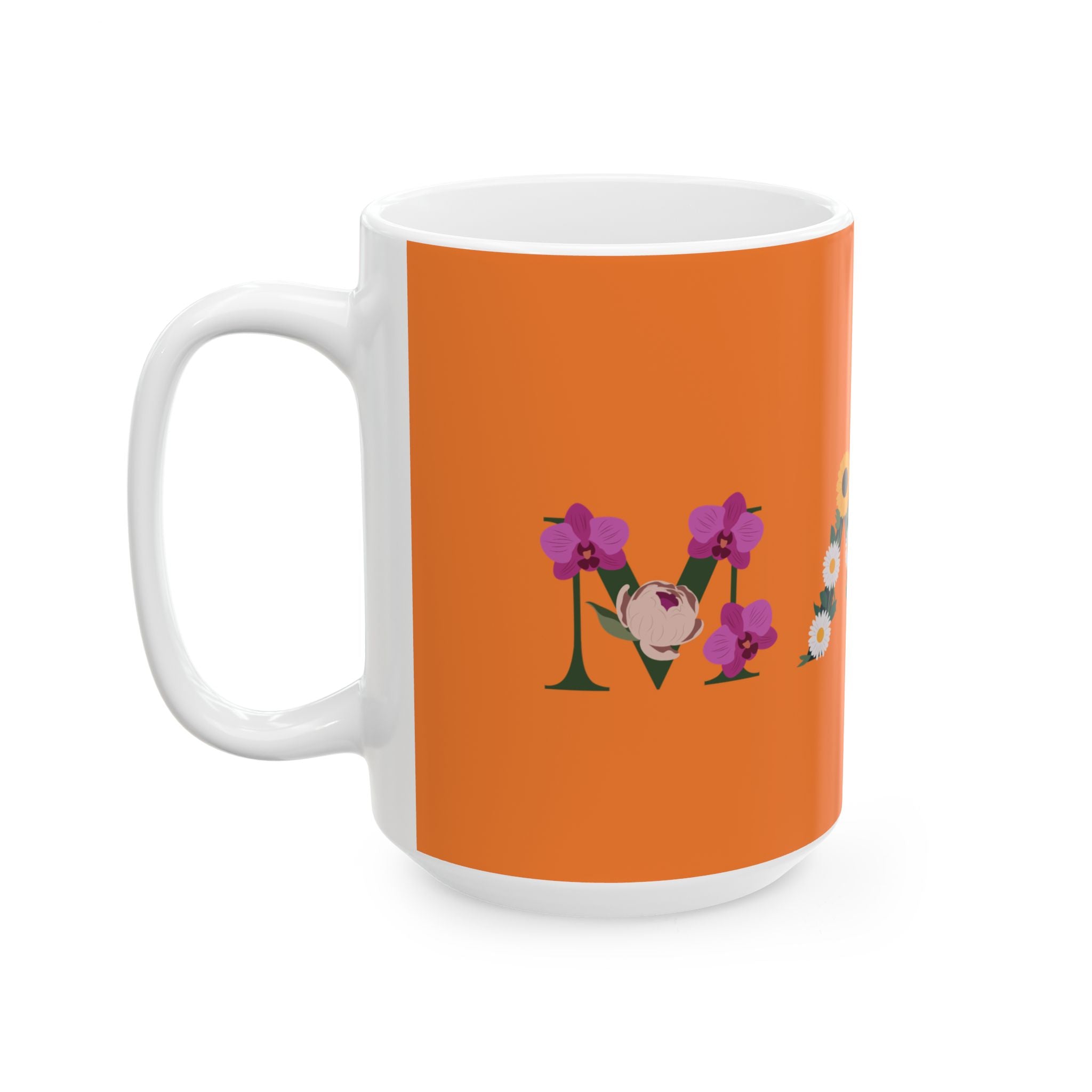Taza floral de la Virgen María – Ave María, llena eres de gracia | Taza católica de cerámica de 325 y 430 ml
