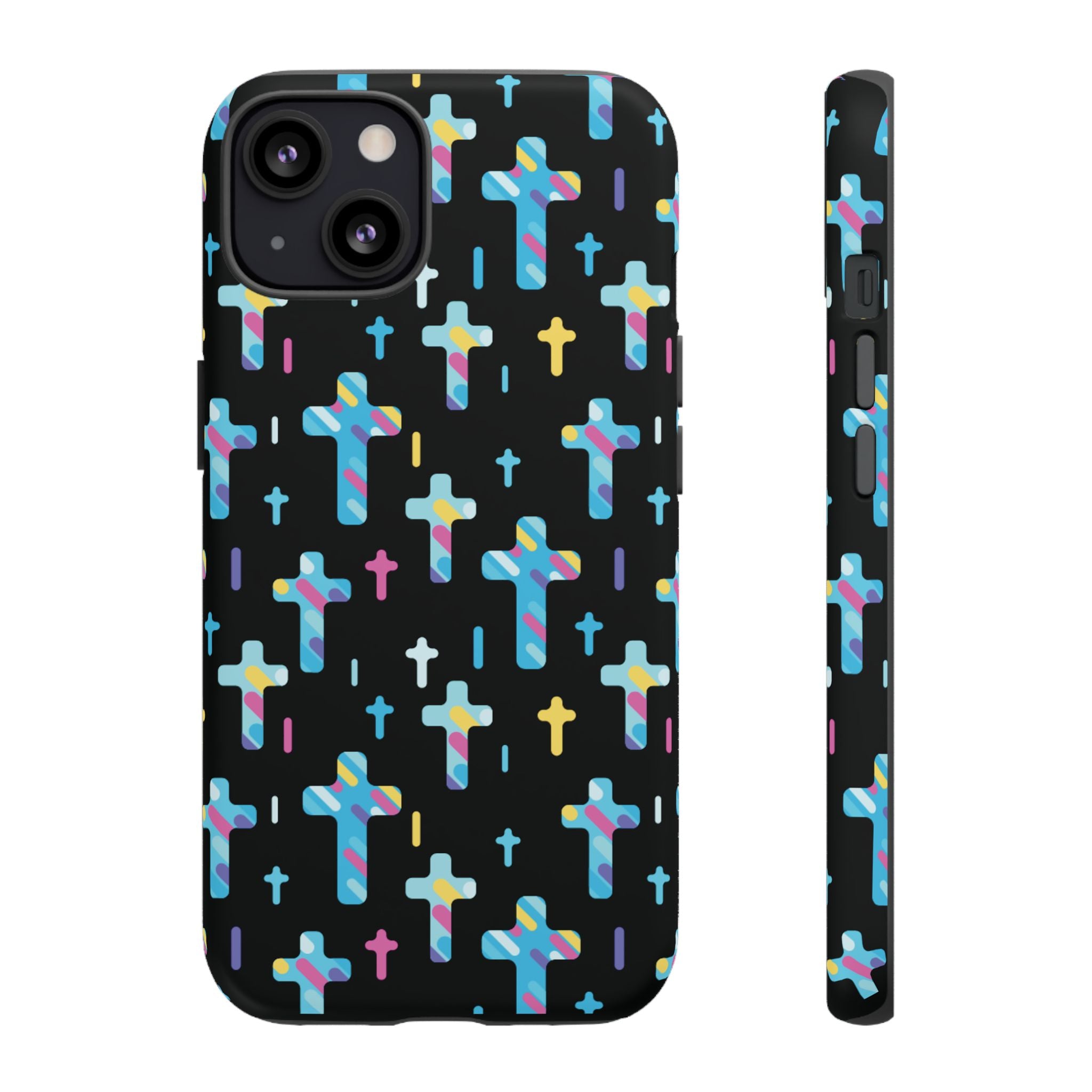 Funda para teléfono con cruz colorida | Protección inspirada en la fe para iPhone | Regalo católico y accesorio para el día a día