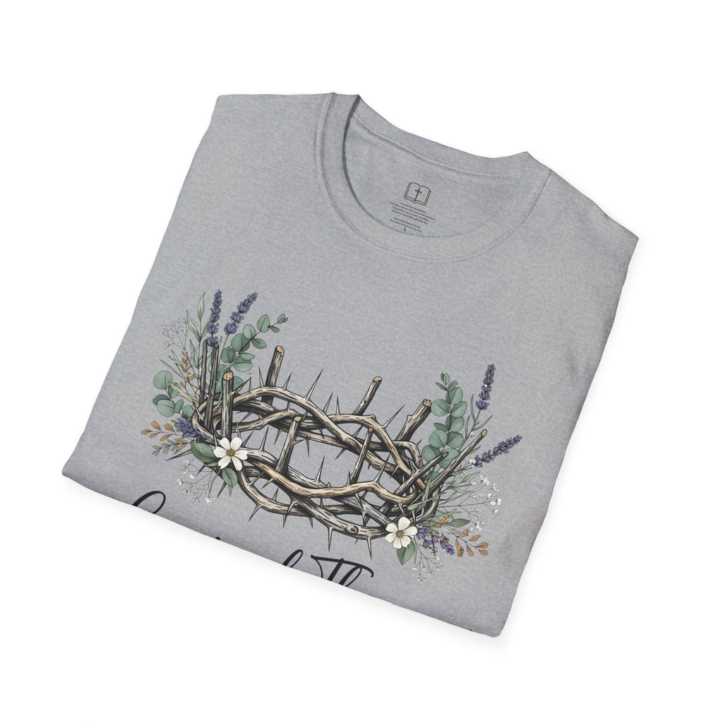 Camiseta cristiana floral con corona de espinas 