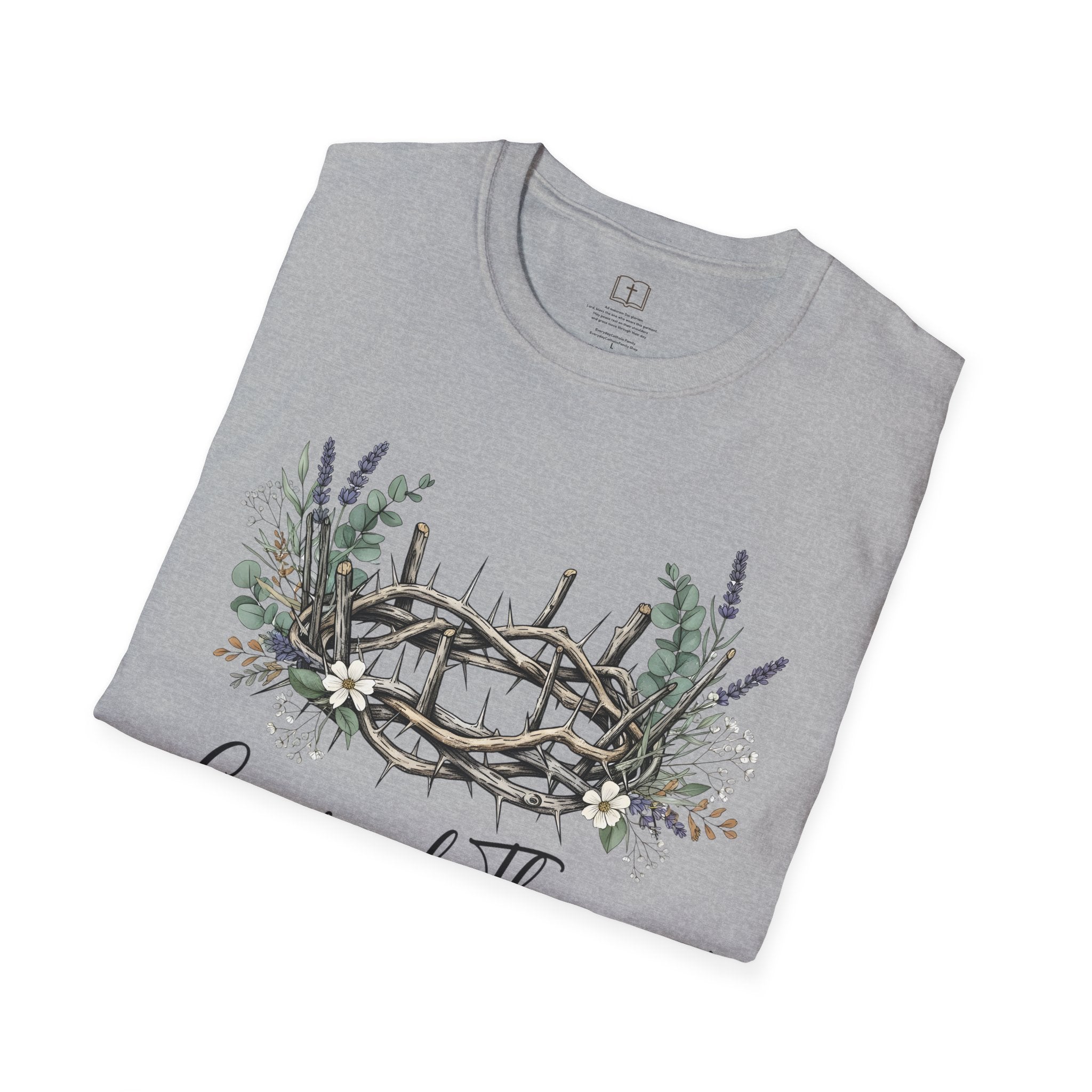 Camiseta cristiana floral con corona de espinas 