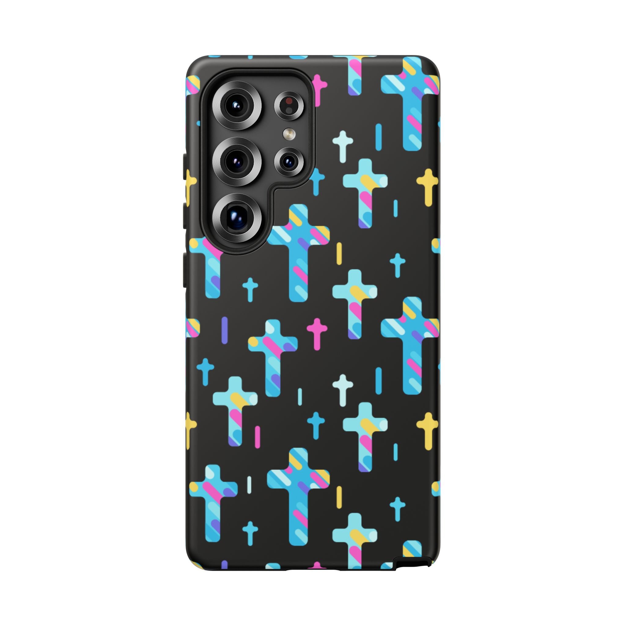 Funda para teléfono con cruz colorida, elegante y resistente, accesorio cristiano para teléfono, regalo único, funda moderna para móvil.
