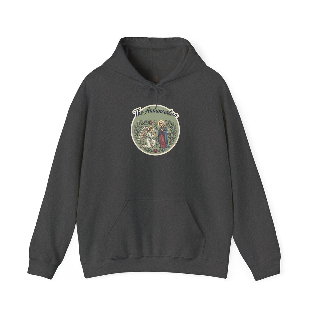 The Annunciation Catholic Hoodie - Vintage Marian Faith Sweatshirt