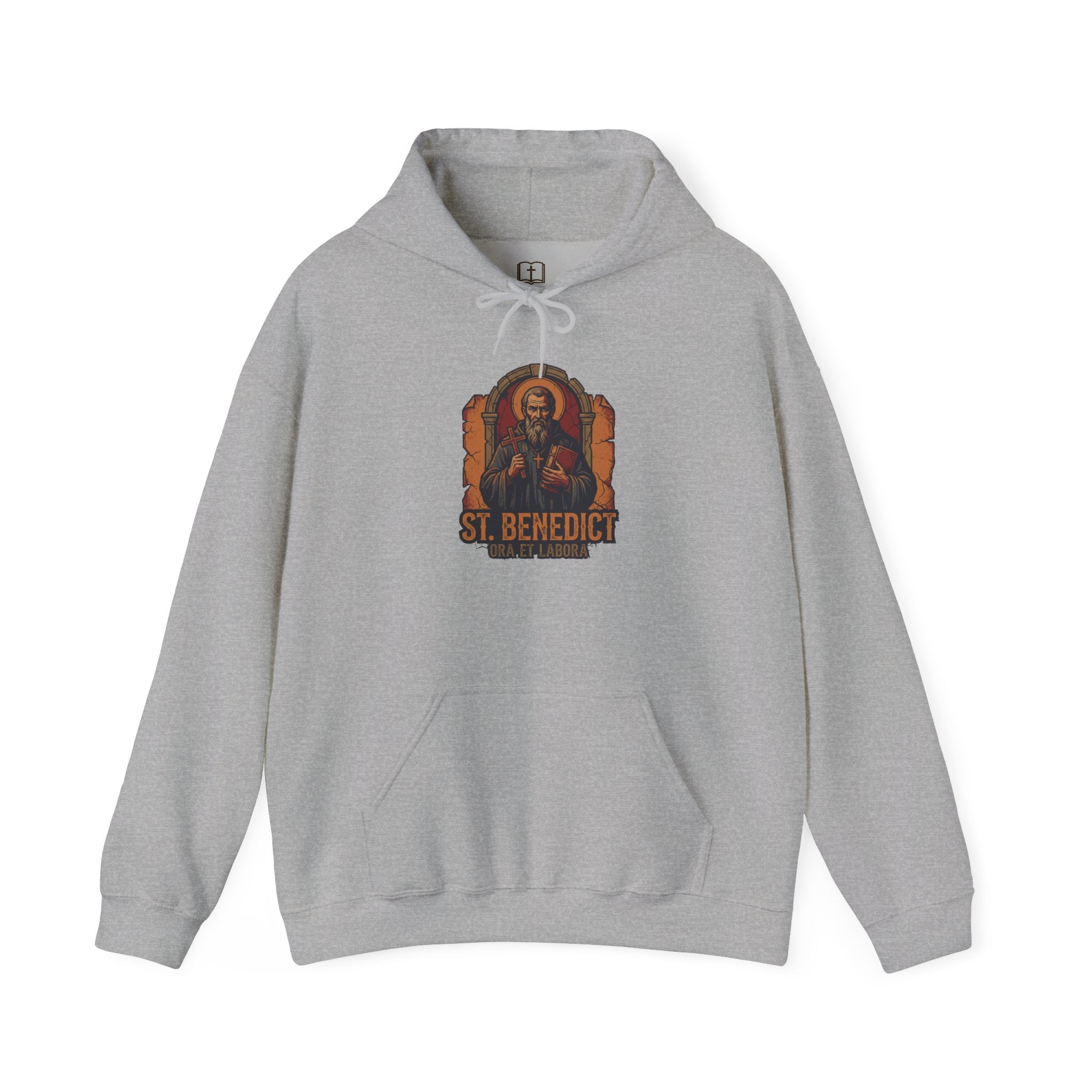 Sudadera con capucha católica "San Benito Ora et Labora" - Sudadera vintage con fe