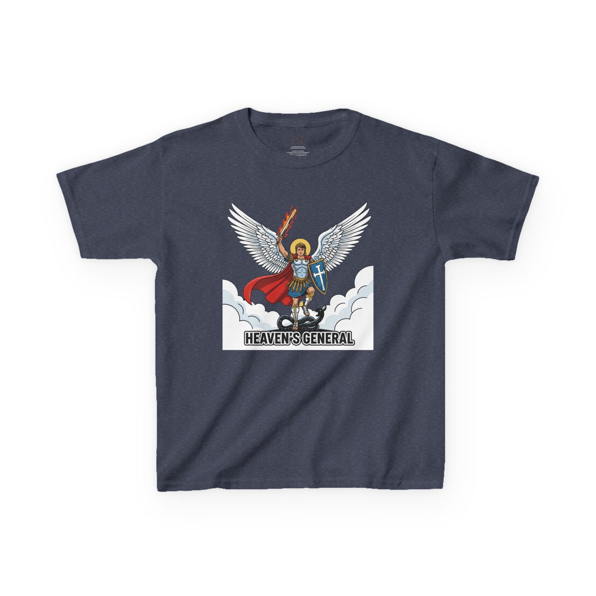 Camiseta infantil de San Miguel Arcángel | Camiseta cristiana Heaven's General para niño