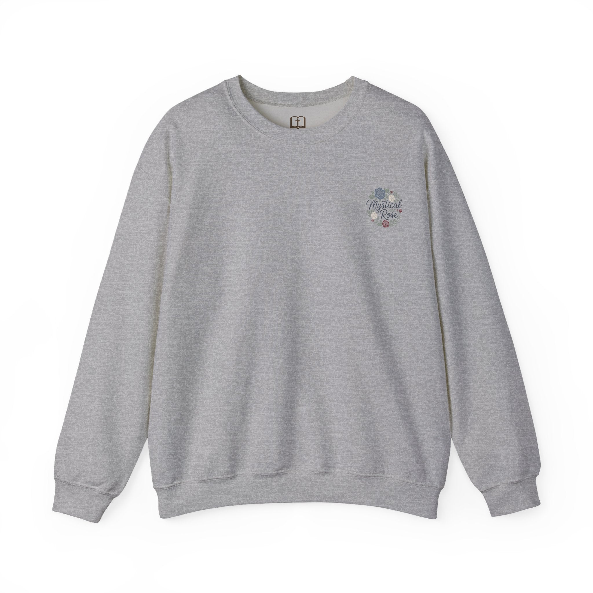 Our Lady Mystical Rose Embroidered Crewneck Sweatshirt