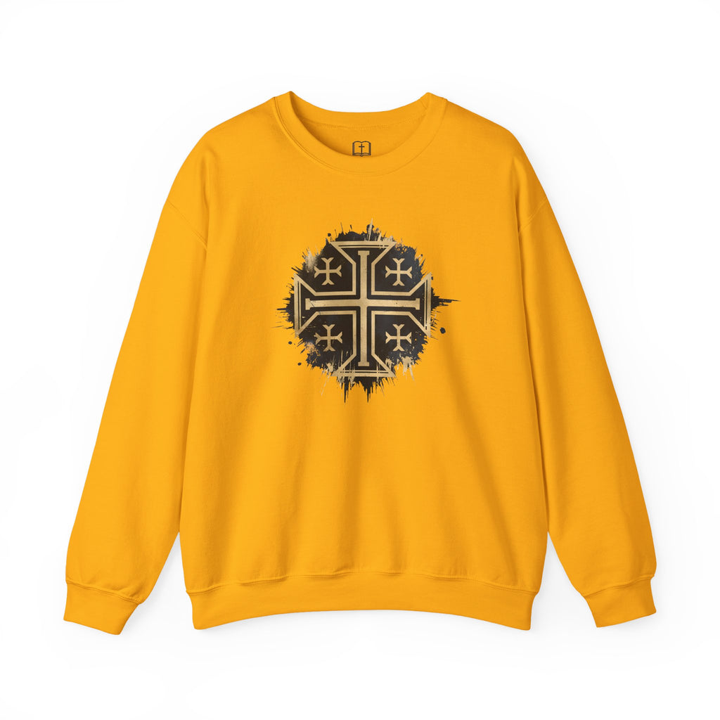 Modern Jerusalem Cross Crewneck Sweatshirt | Catholic Faith Apparel