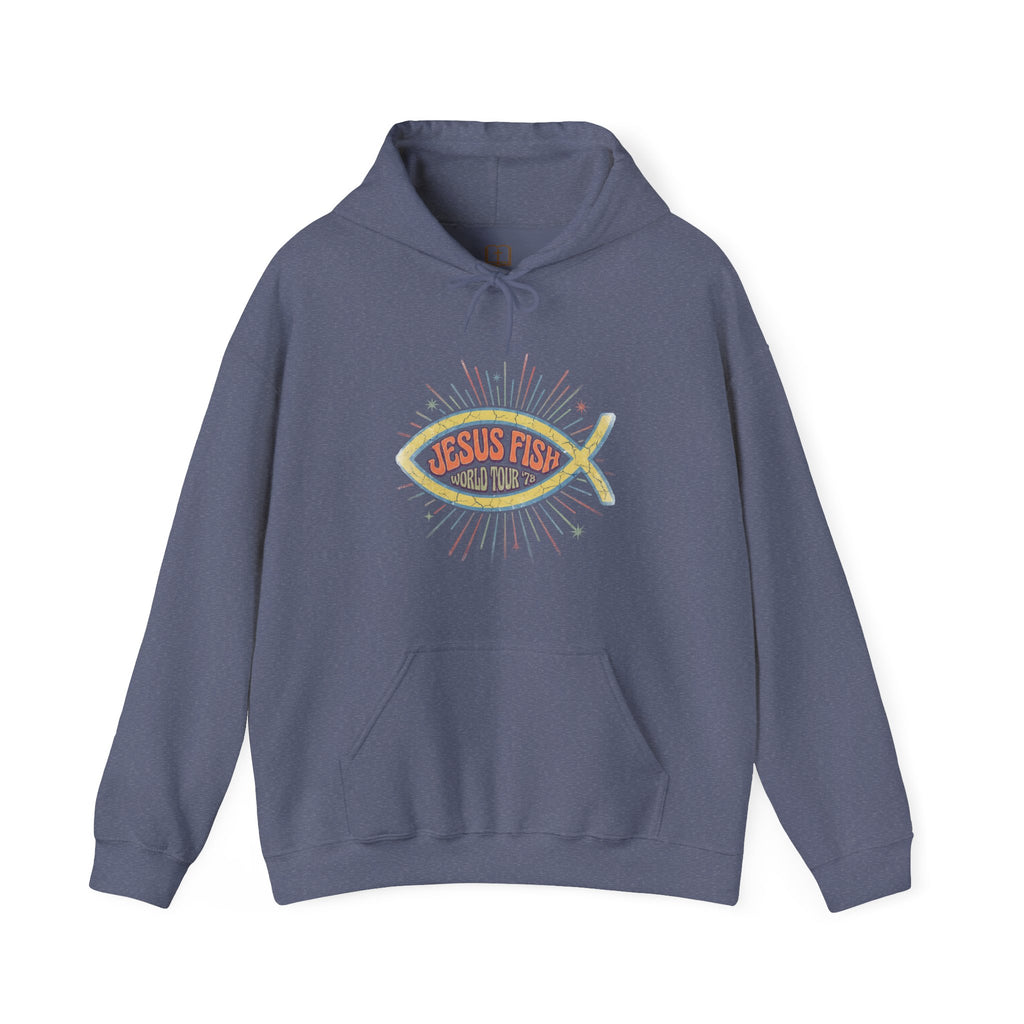 Retro Jesus Fish World Tour '78 Christian Hoodie