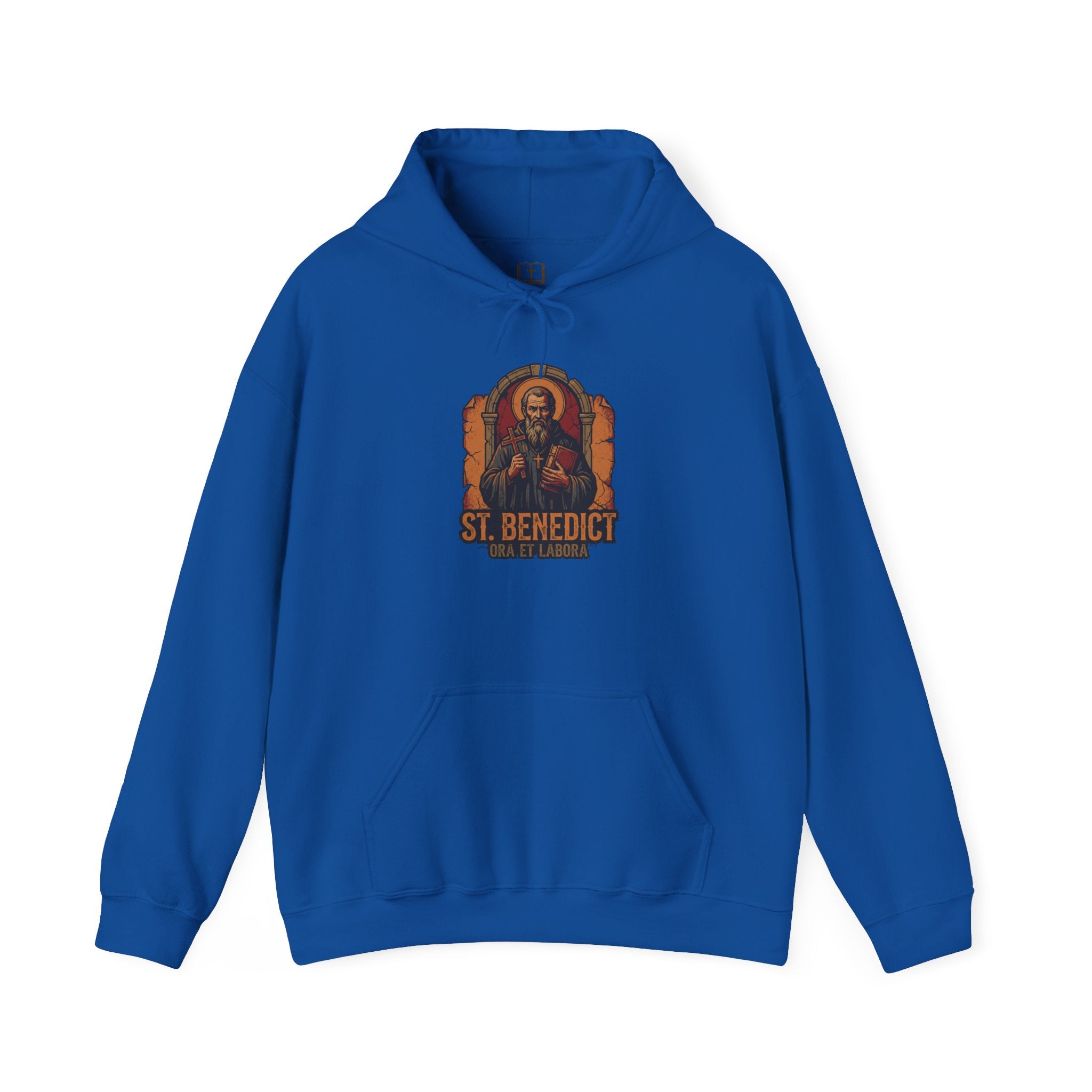 Sudadera con capucha católica "San Benito Ora et Labora" - Sudadera vintage con fe