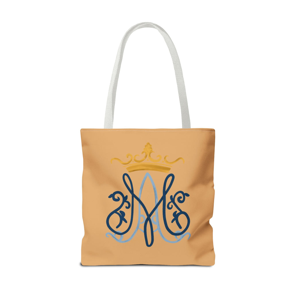 Bolso tote con monograma Marian en color melocotón – Colección Reina del Cielo