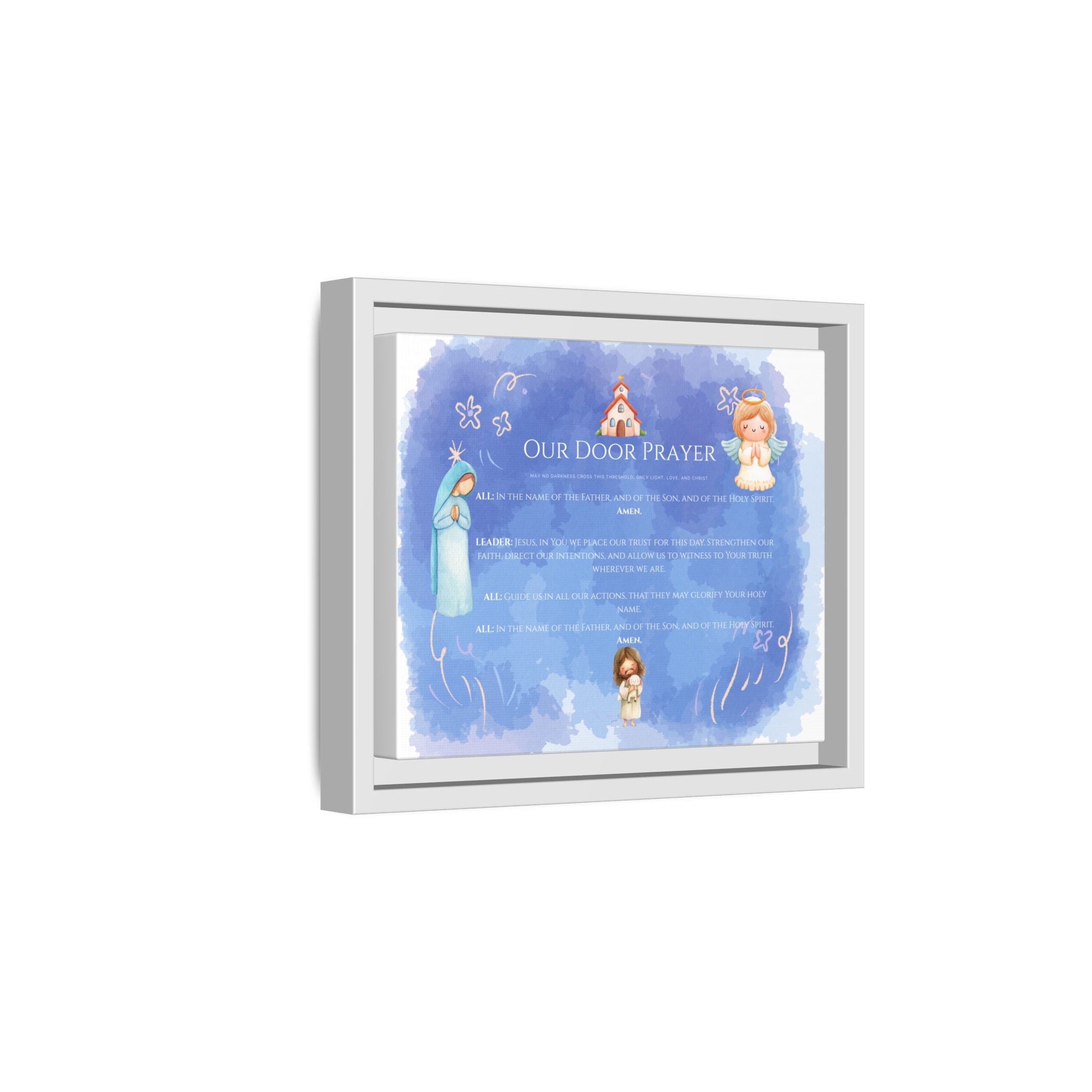 Arte de pared "Nuestra Oración en la Puerta" con Fe Azul