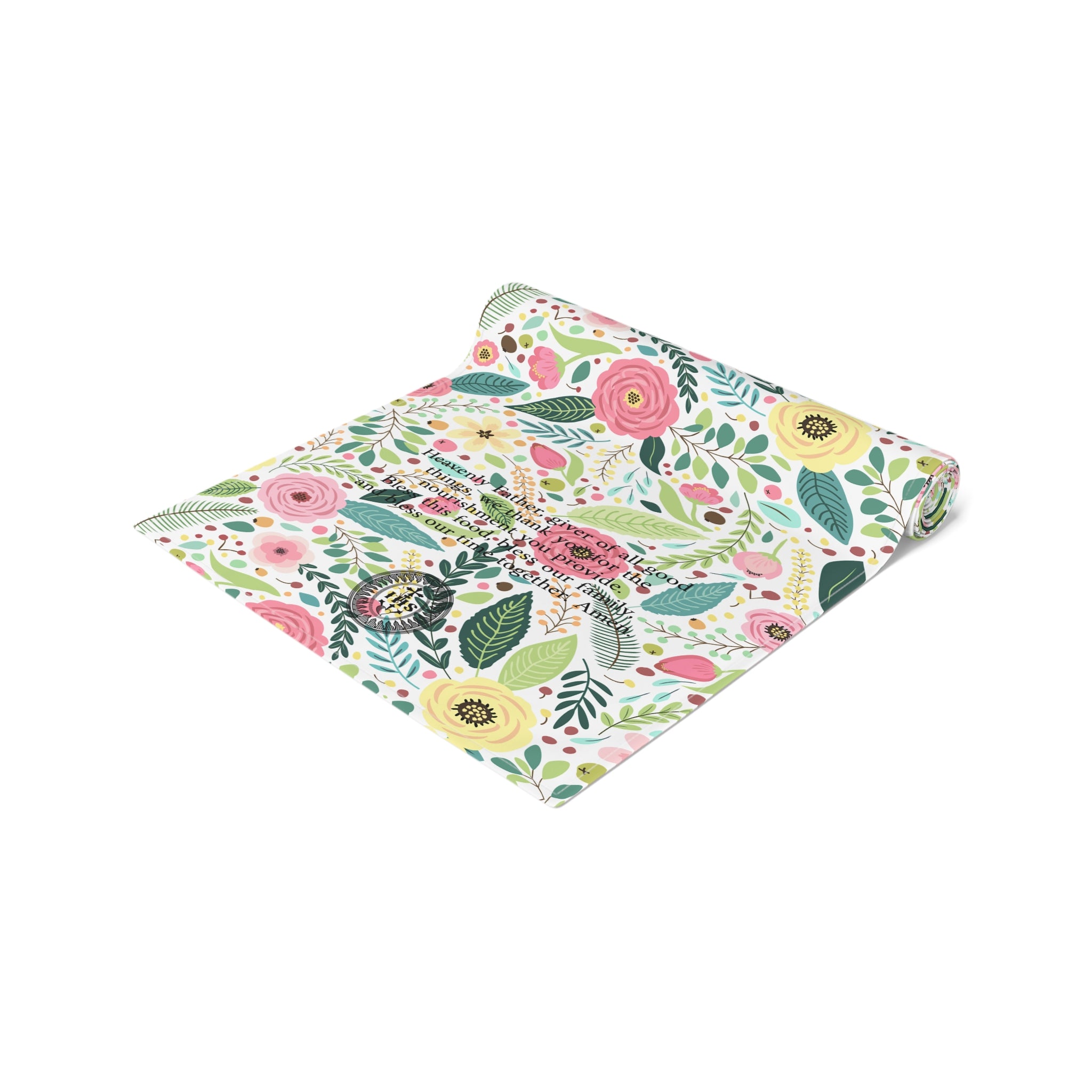 Camino de mesa con flores sagradas para la hora de la comida | Catholic Grace Decor