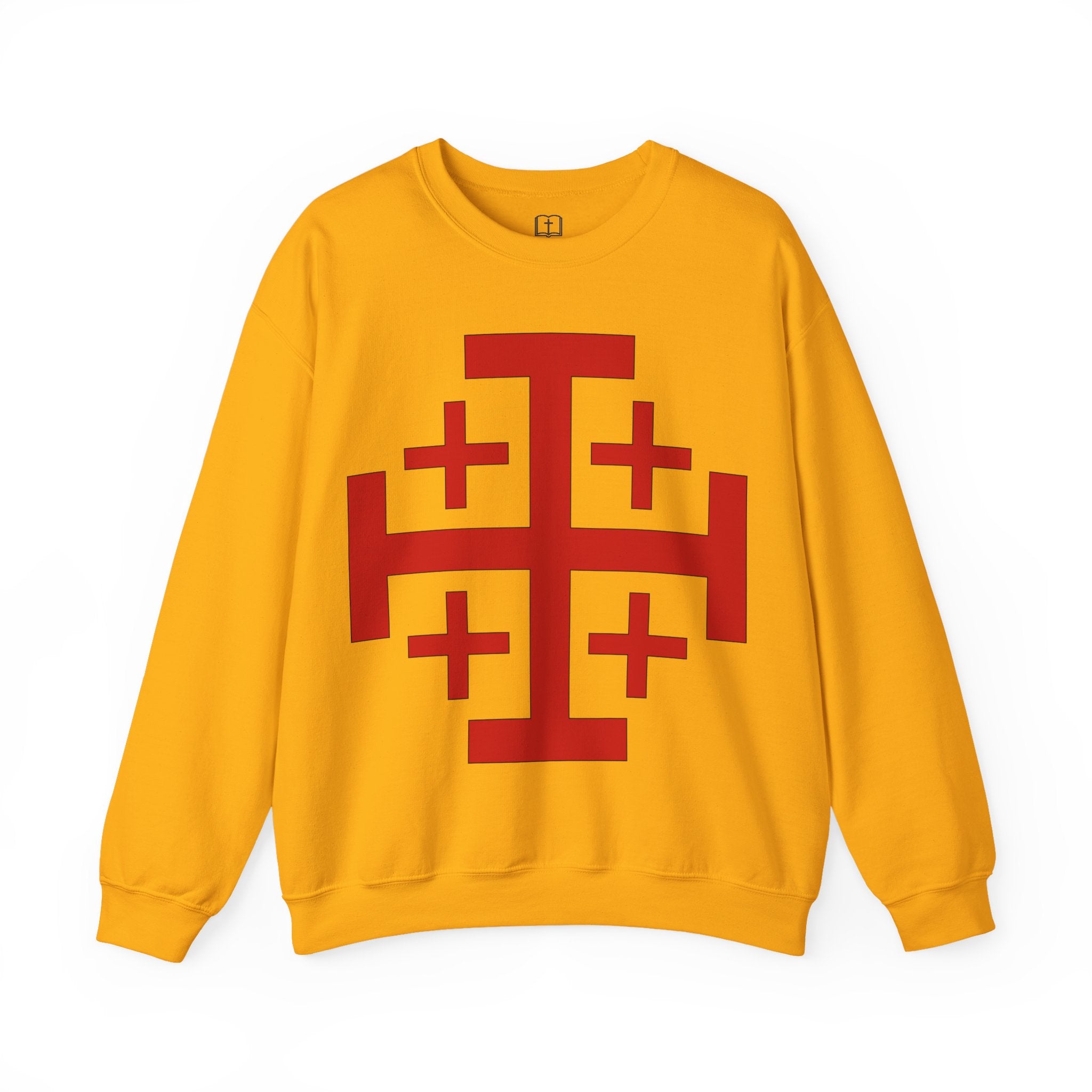 Sudadera con la cruz de Jerusalén para hombre - Sudadera con fe católica audaz
