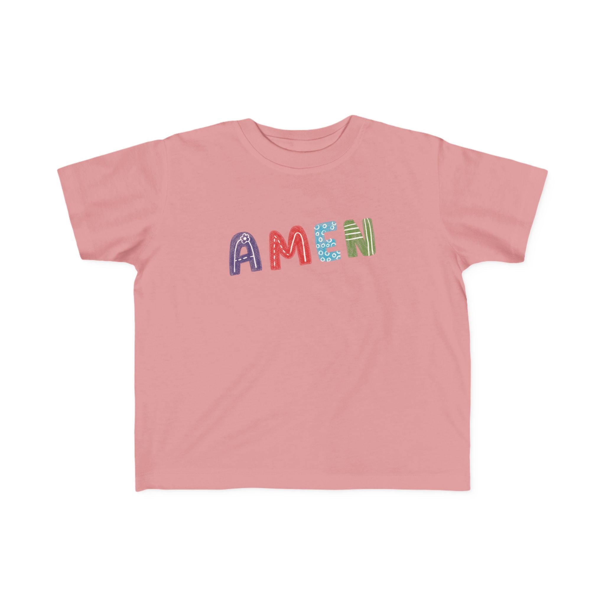 Camiseta de jersey colorida "AMEN" para niños pequeños: ropa cómoda y divertida para niños