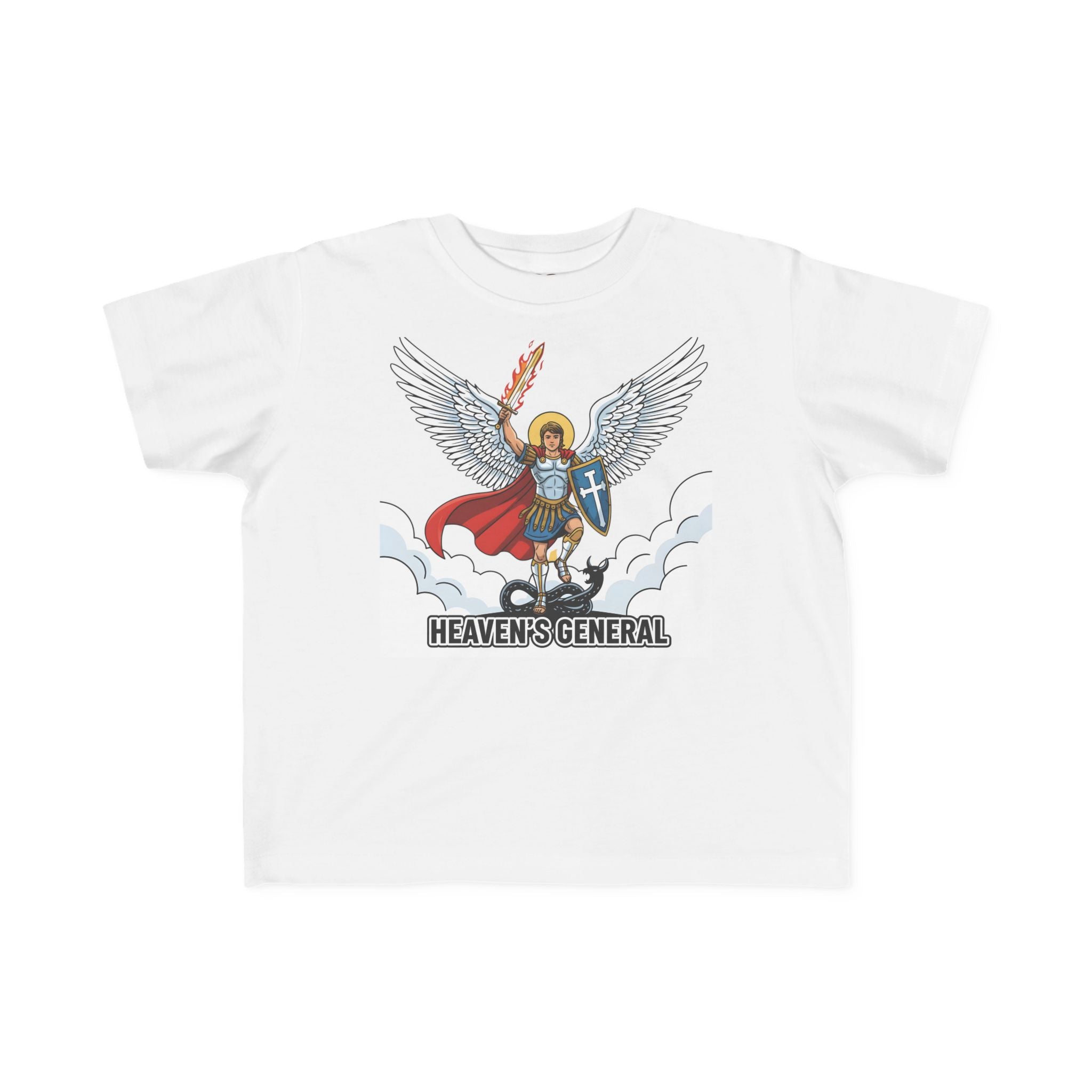 Camiseta de San Miguel Arcángel para niño | Camiseta cristiana Heaven's General para niño