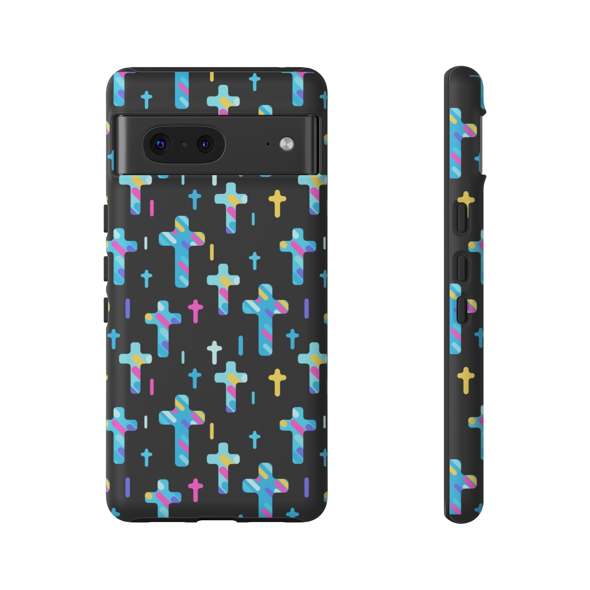 Funda para Google Pixel con cruz colorida | Protección inspirada en la fe | Regalo cristiano y accesorio para el día a día
