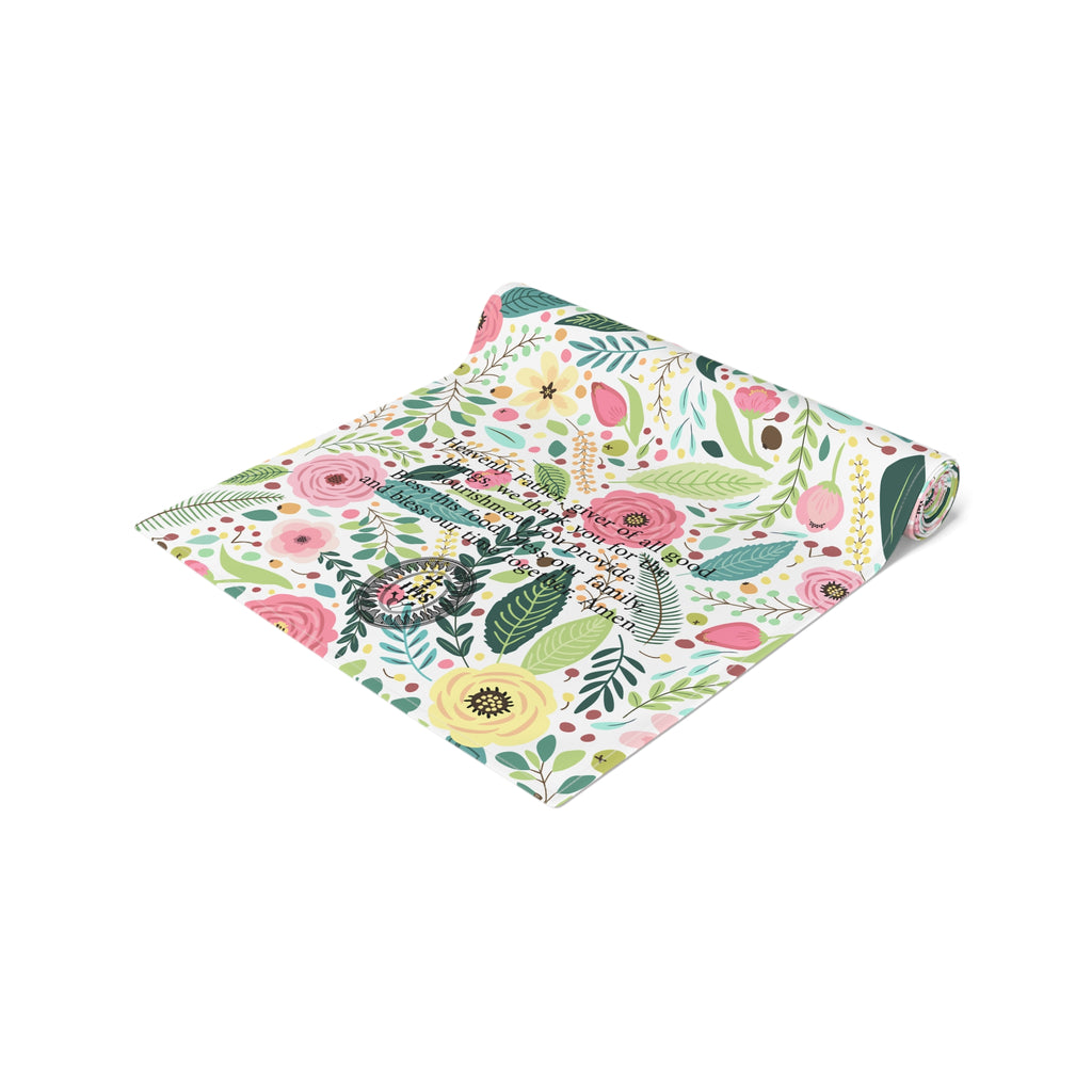 Camino de mesa con flores sagradas para la hora de la comida | Catholic Grace Decor