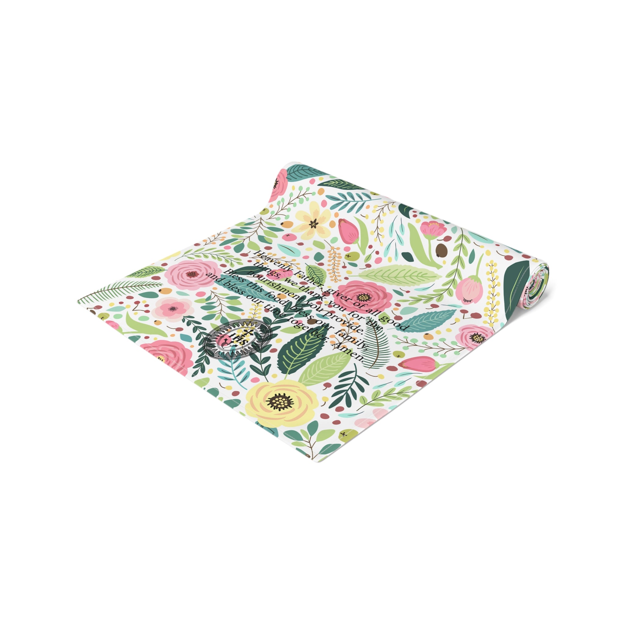 Camino de mesa con flores sagradas para la hora de la comida | Catholic Grace Decor