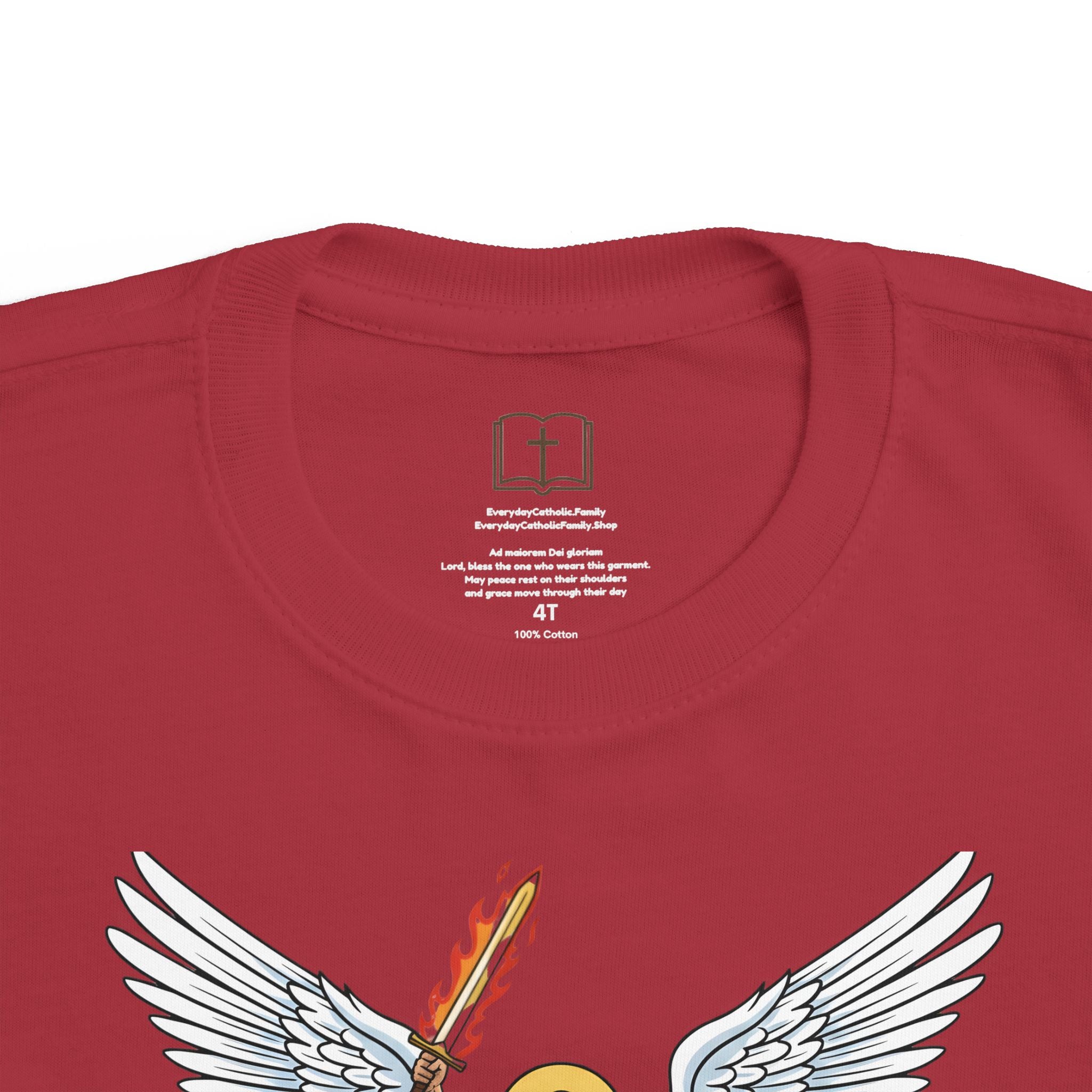 Camiseta de San Miguel Arcángel para niño | Camiseta cristiana Heaven's General para niño