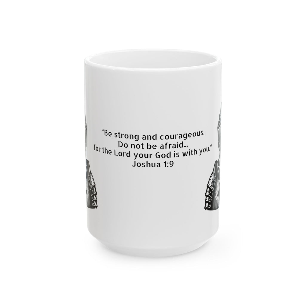 Taza Josué 1:9 – Sé fuerte y valiente | Edición Caballero Cristiano para Hombres