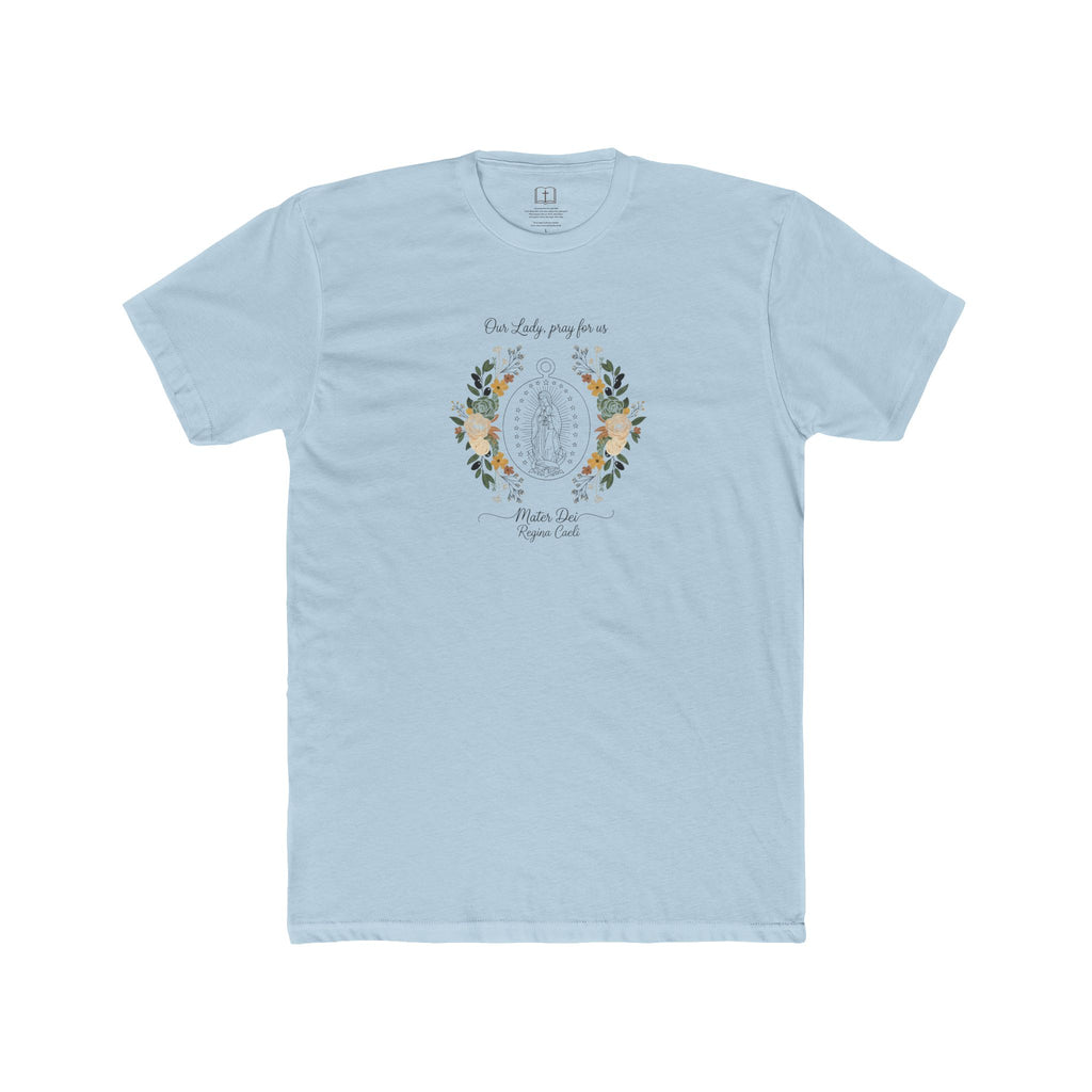 Camiseta con corona floral de Nuestra Señora | Camiseta católica Mater Dei Regina Caeli