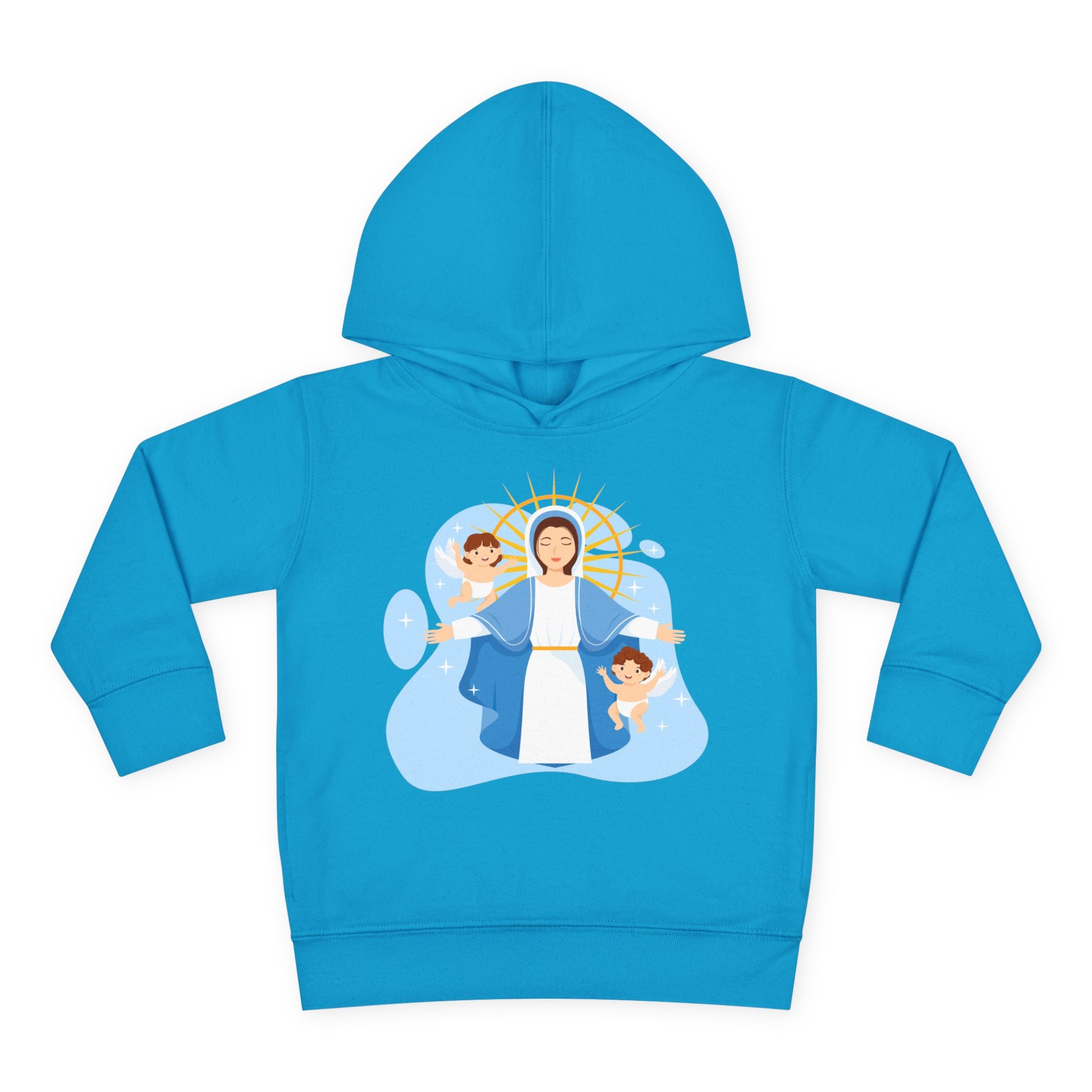 Sudadera con capucha de la Virgen María y los Querubines para niña | Suéter inspirado en la fe para niña | Ropa católica acogedora