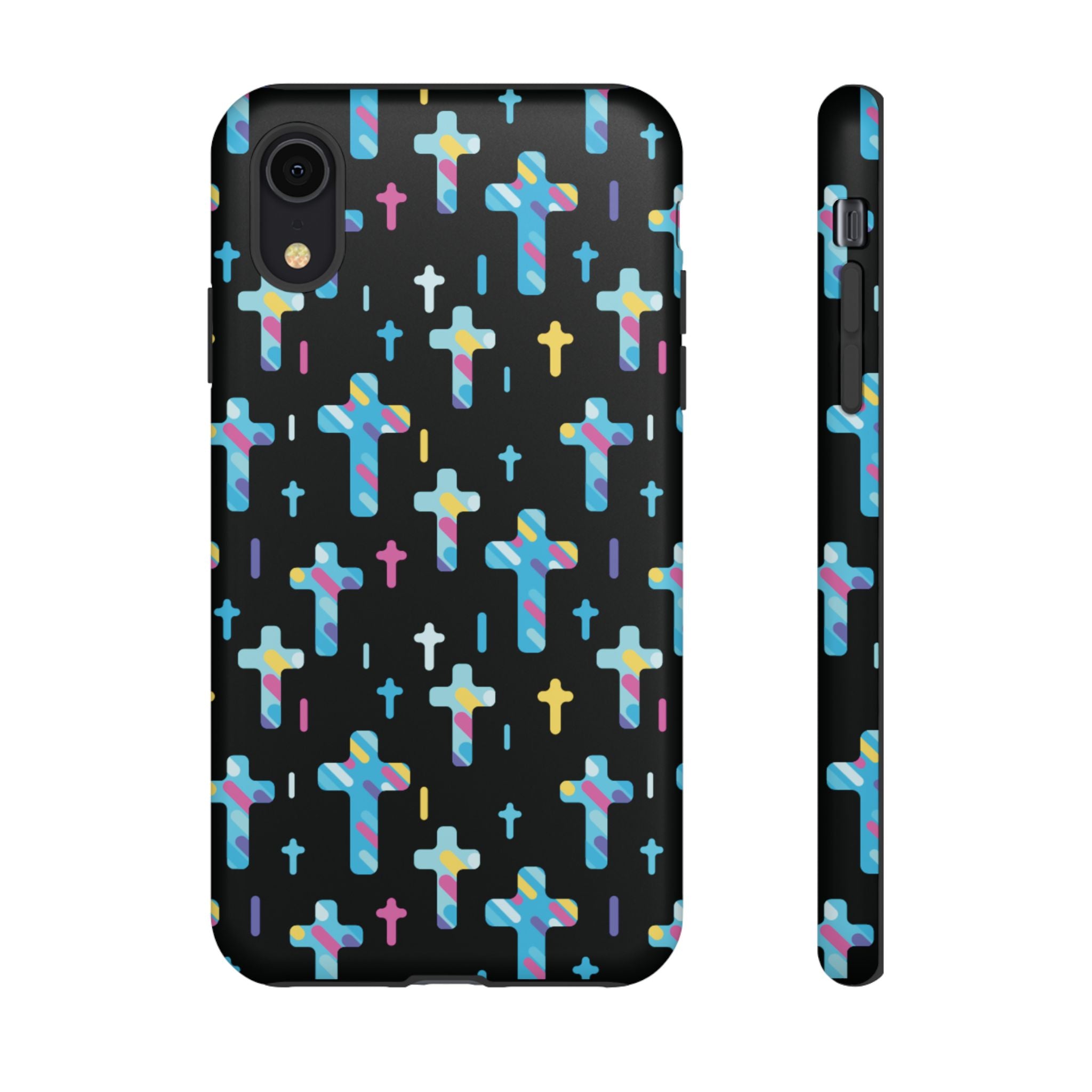 Funda para teléfono con cruz colorida | Protección inspirada en la fe para iPhone | Regalo católico y accesorio para el día a día