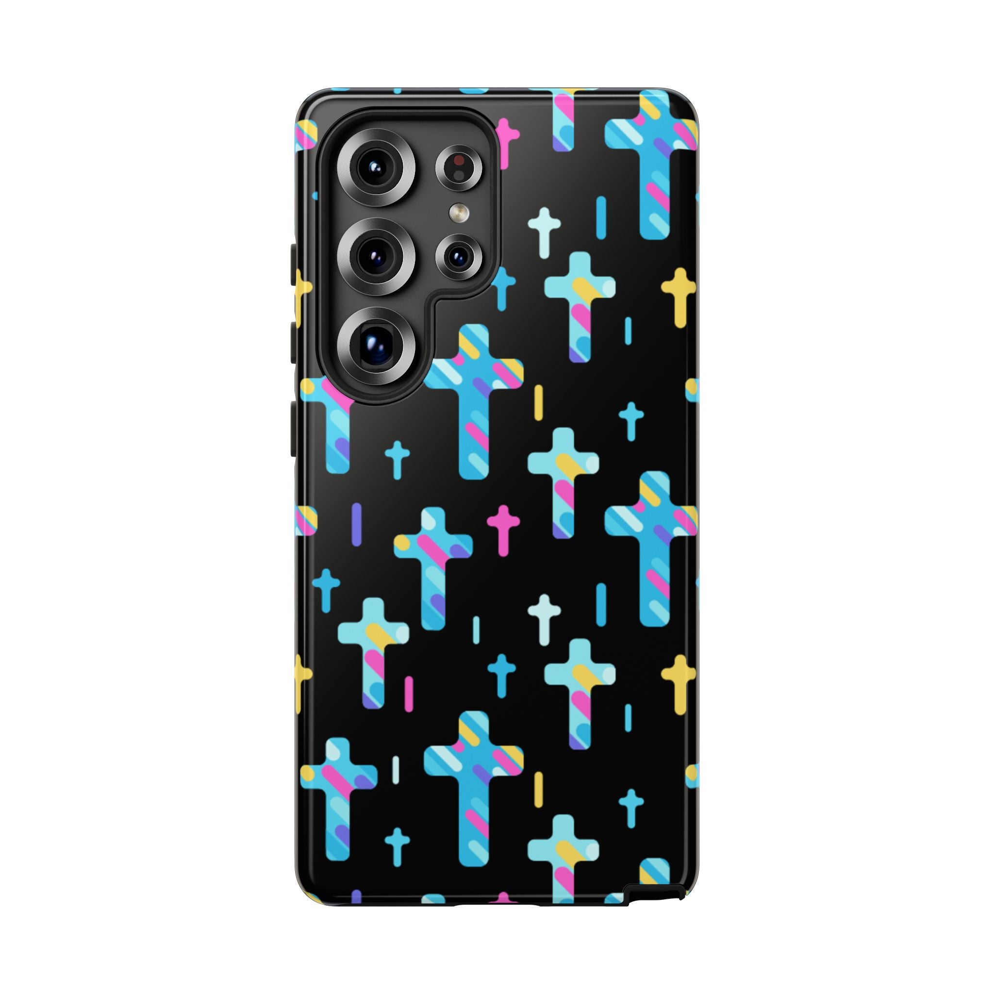Funda para teléfono con cruz colorida, elegante y resistente, accesorio cristiano para teléfono, regalo único, funda moderna para móvil.