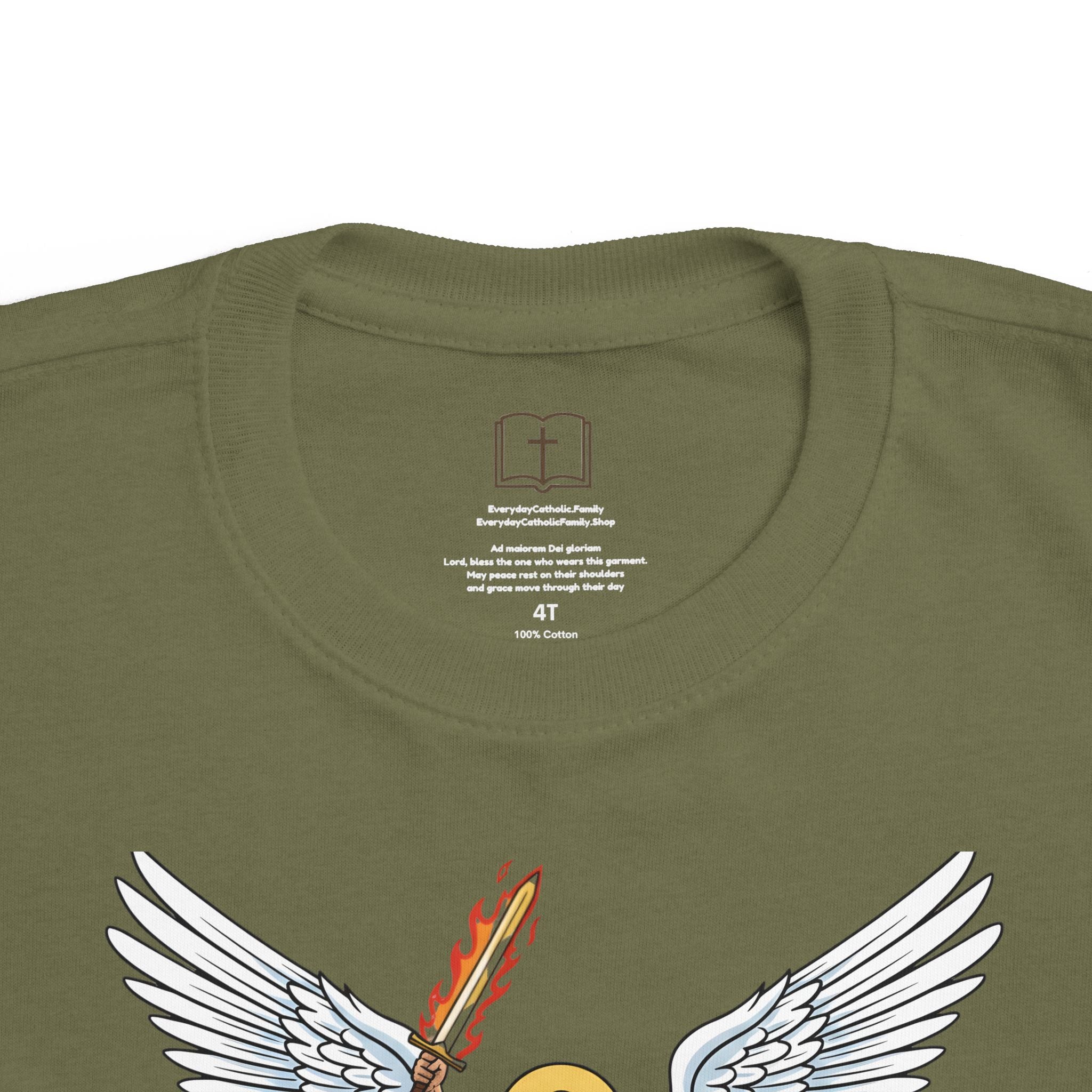 Camiseta de San Miguel Arcángel para niño | Camiseta cristiana Heaven's General para niño