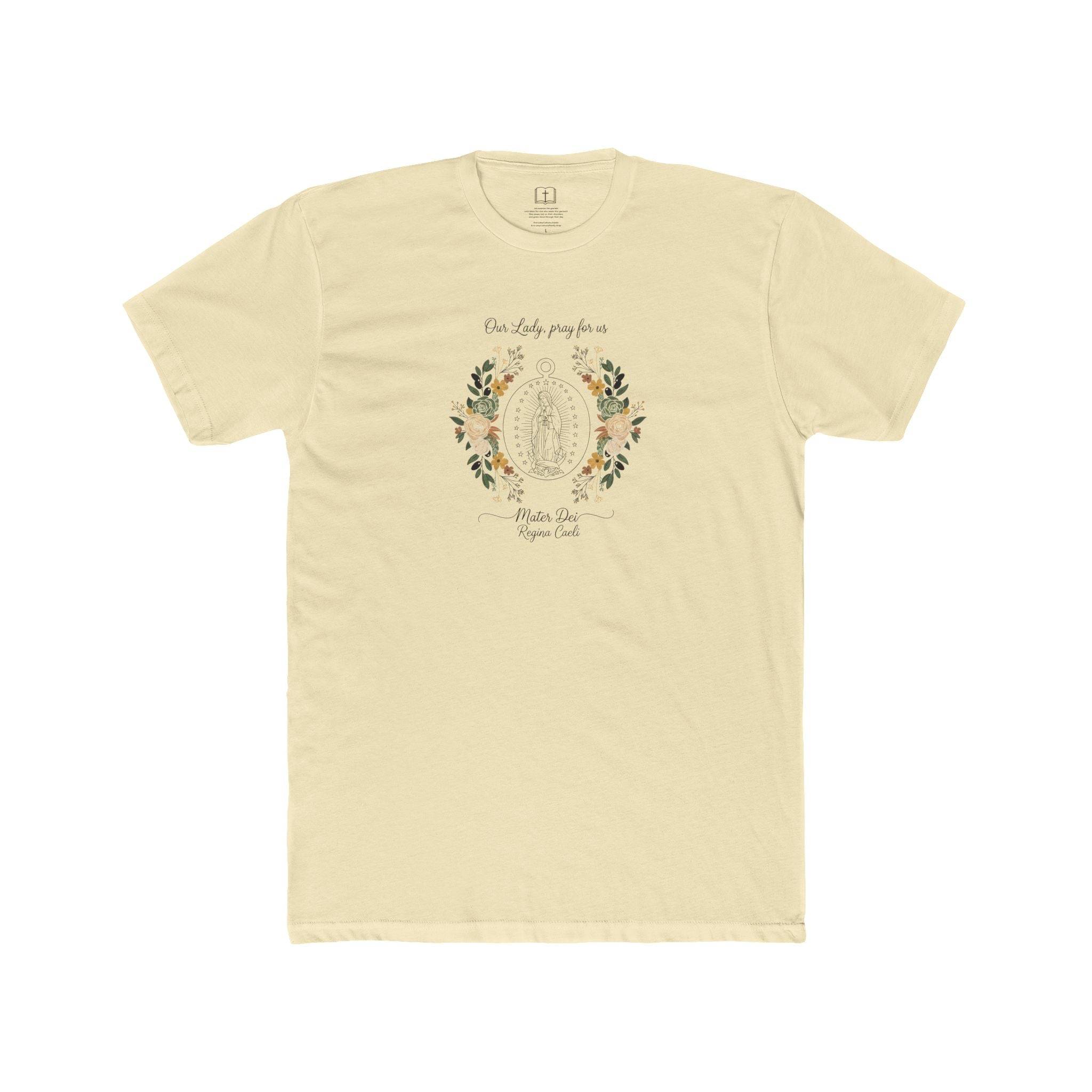 Camiseta con corona floral de Nuestra Señora | Camiseta católica Mater Dei Regina Caeli