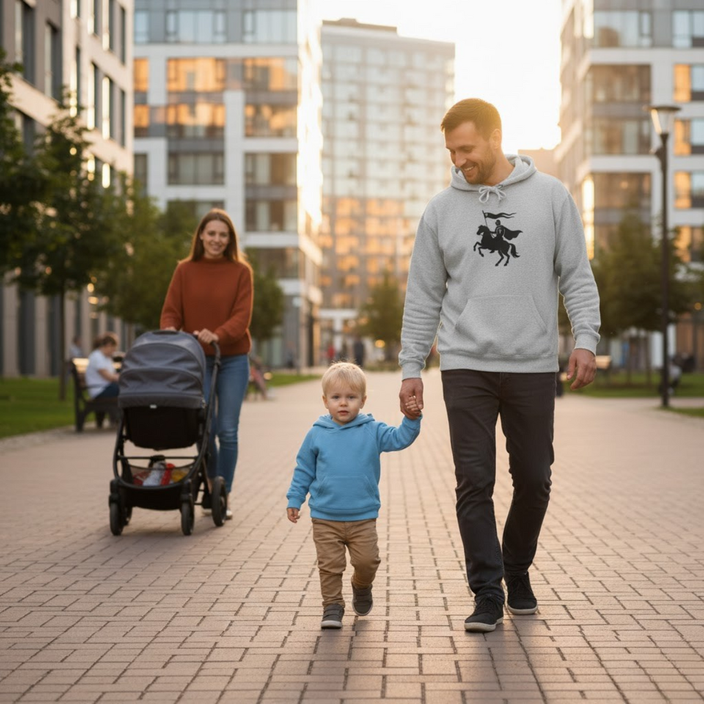 Sudadera con capucha de Caballero de la Fe para hombre | Ropa para padres cristianos | Símbolo de fuerza y ​​devoción