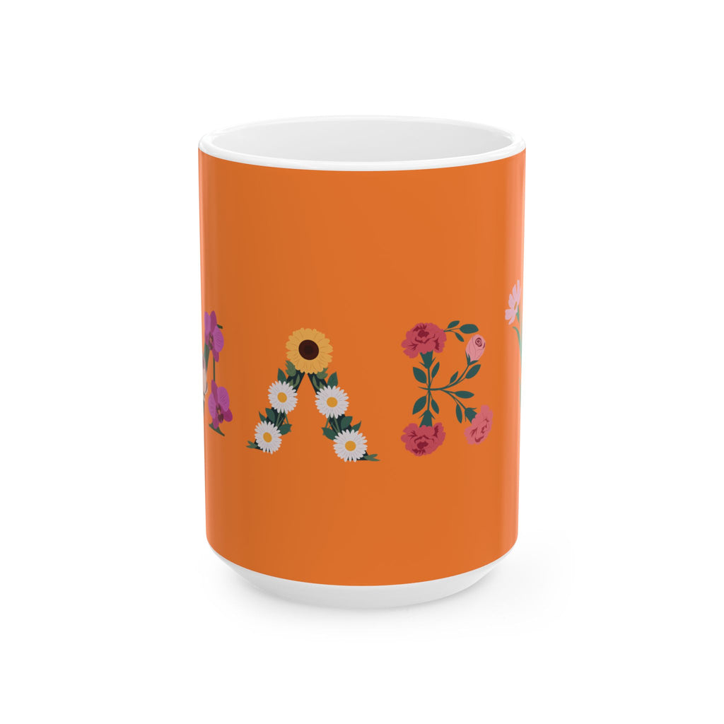 Taza floral de la Virgen María – Ave María, llena eres de gracia | Taza católica de cerámica de 325 y 430 ml