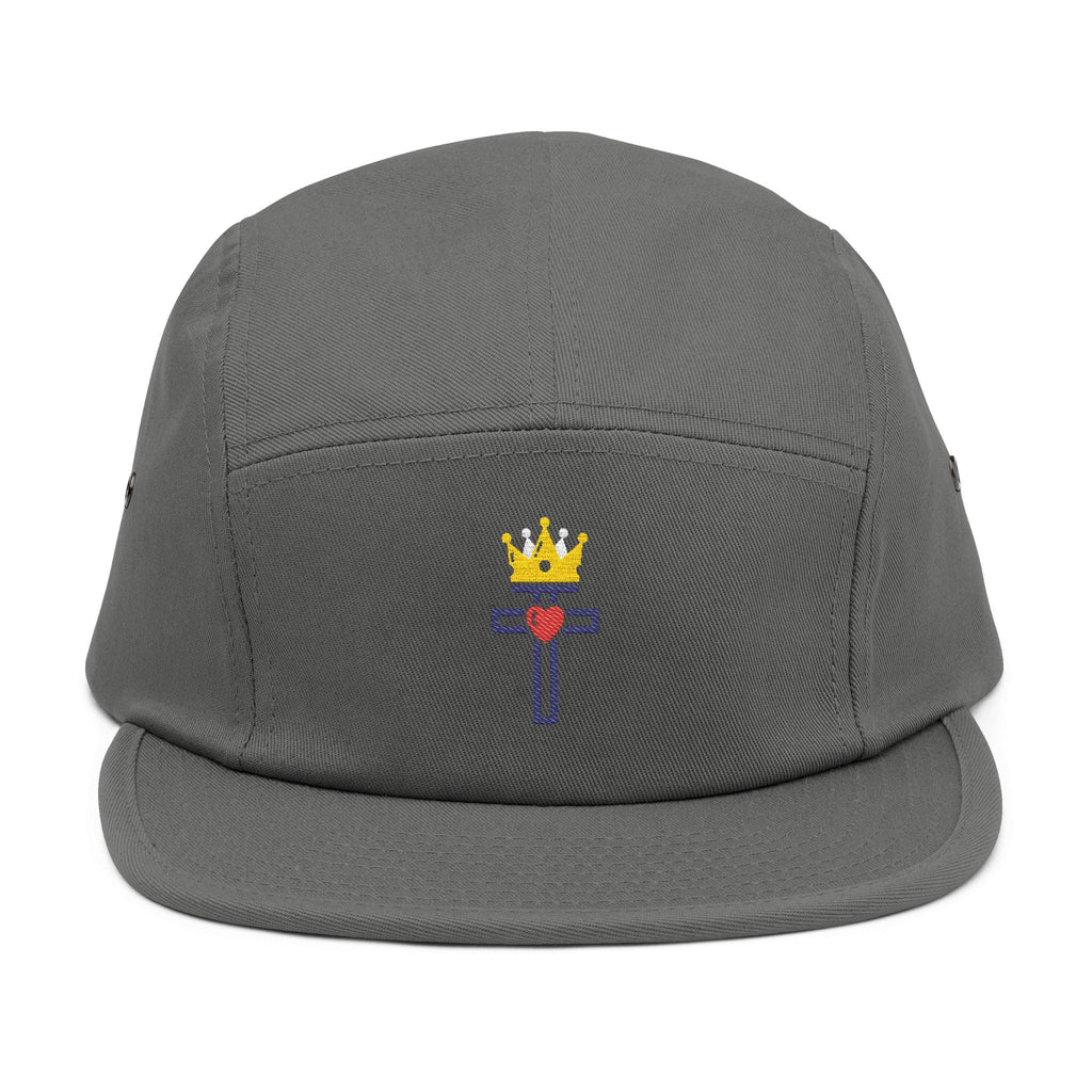 Gorra bordada de 5 paneles con el Sagrado Corazón de Cristo Rey 