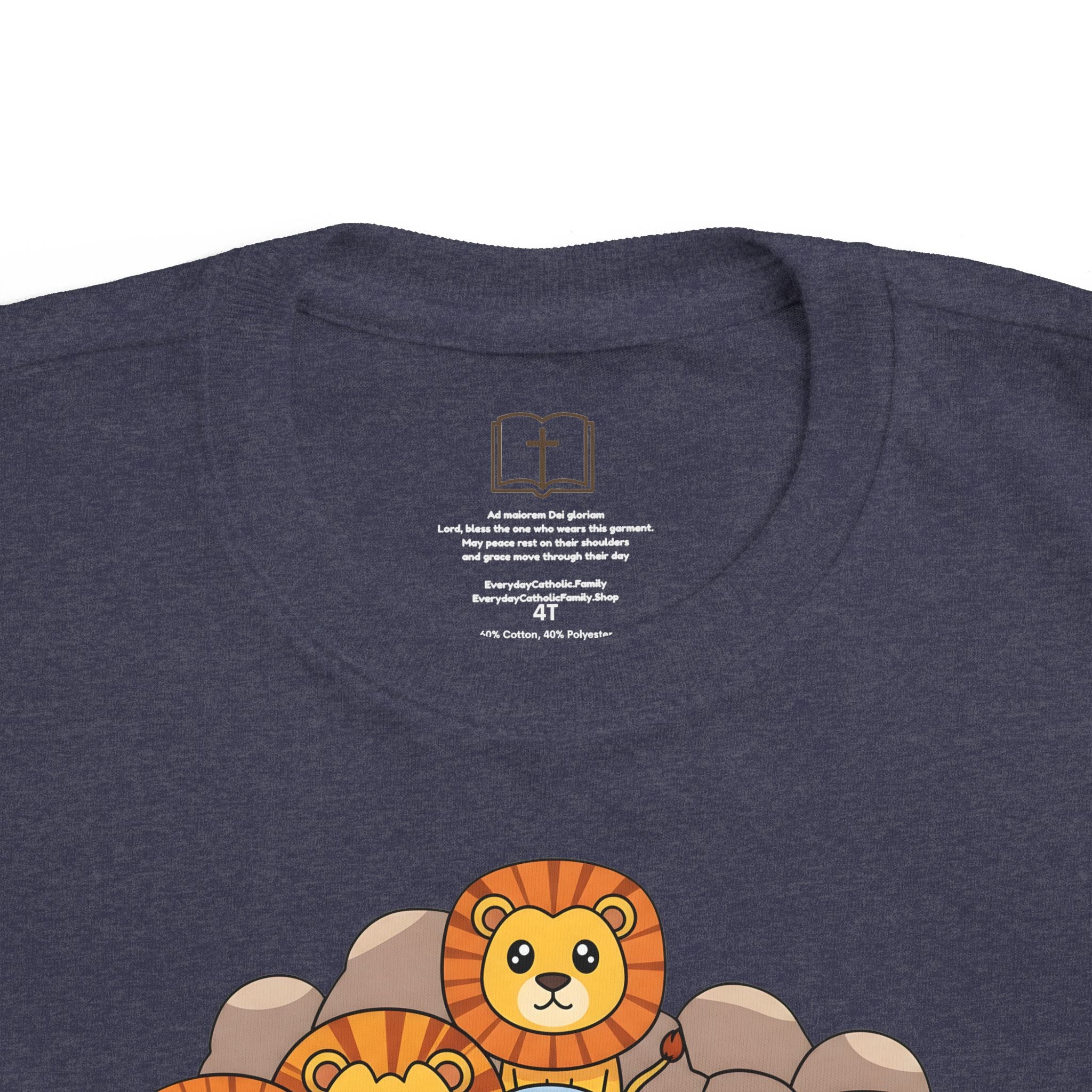 Camiseta infantil "El fiel Daniel en el foso de los leones" | Camiseta de historia católica