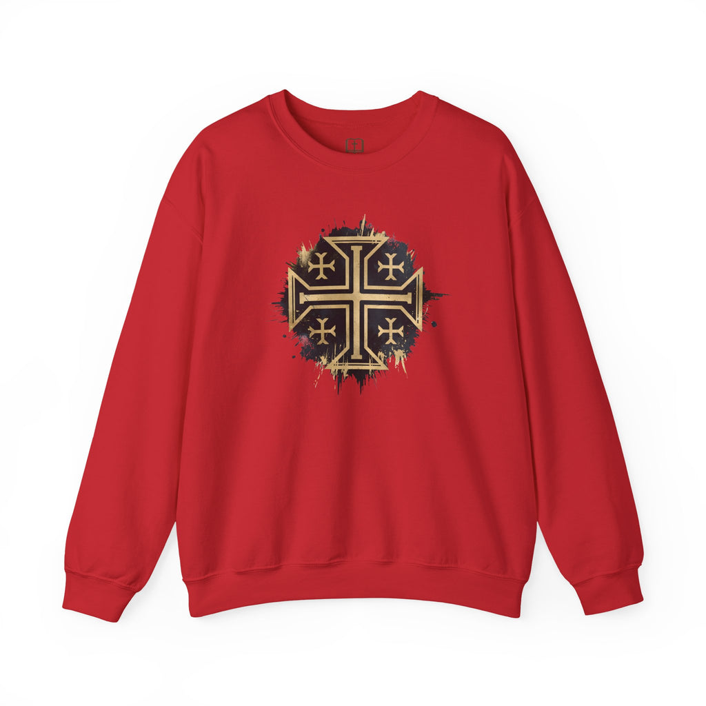 Modern Jerusalem Cross Crewneck Sweatshirt | Catholic Faith Apparel