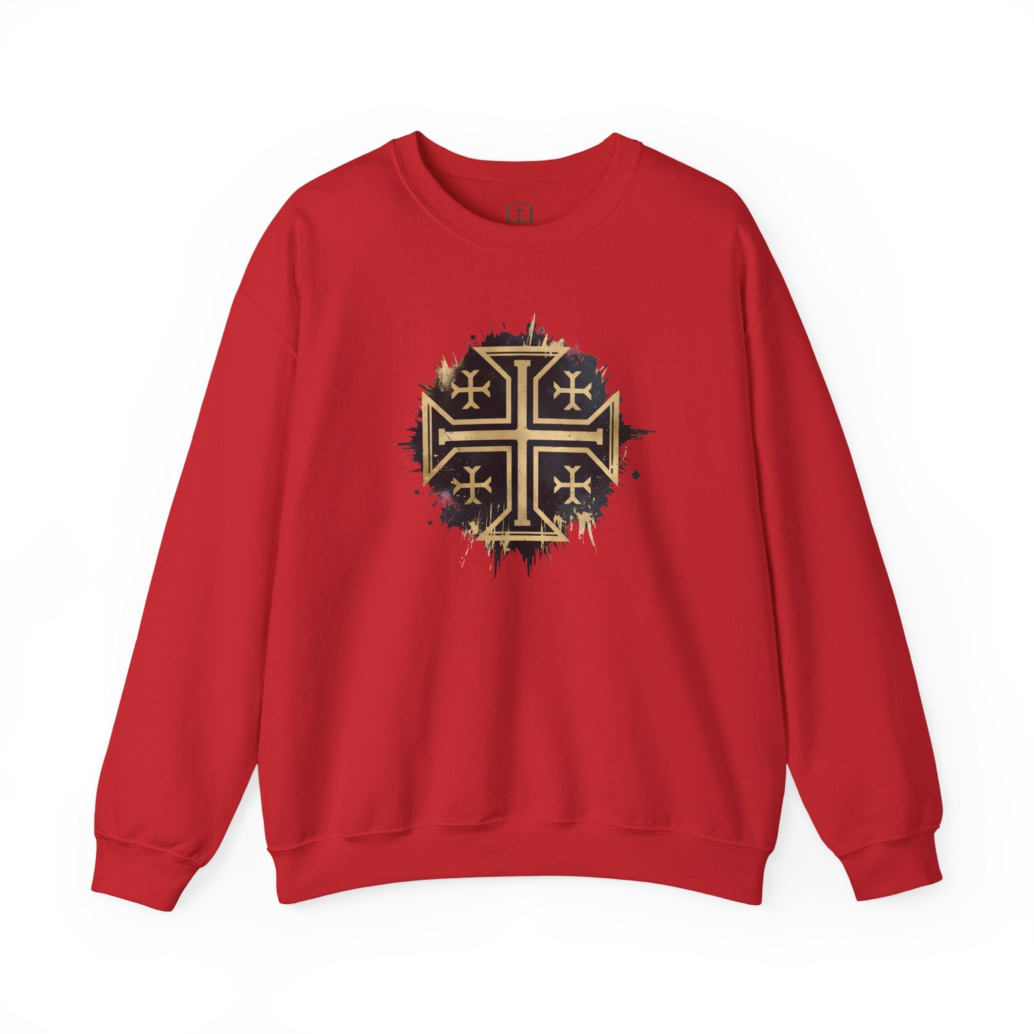 Modern Jerusalem Cross Crewneck Sweatshirt | Catholic Faith Apparel