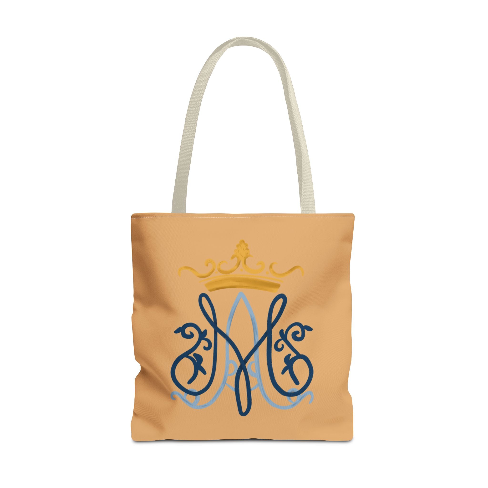 Bolso tote con monograma Marian en color melocotón – Colección Reina del Cielo