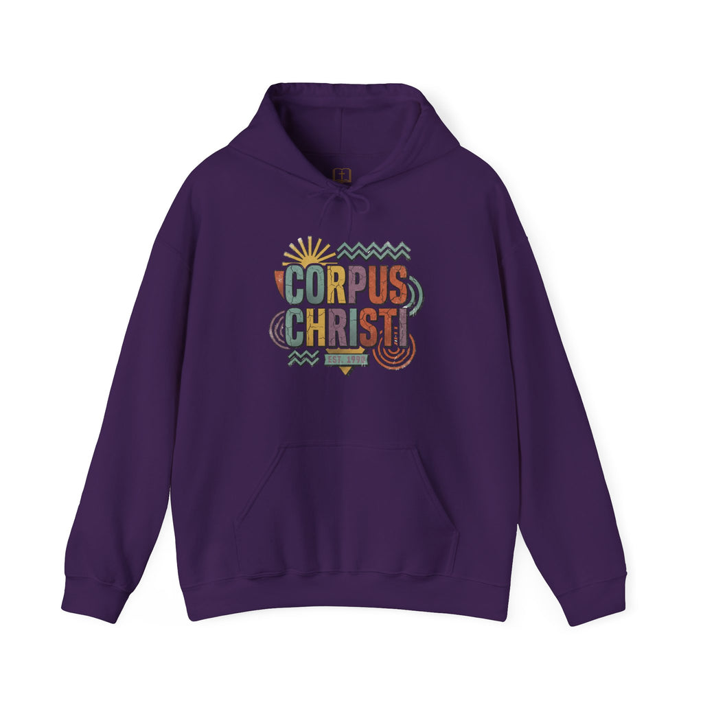 Corpus Christi Est. 1999 Retro Hoodie | Catholic Coastal Comfort