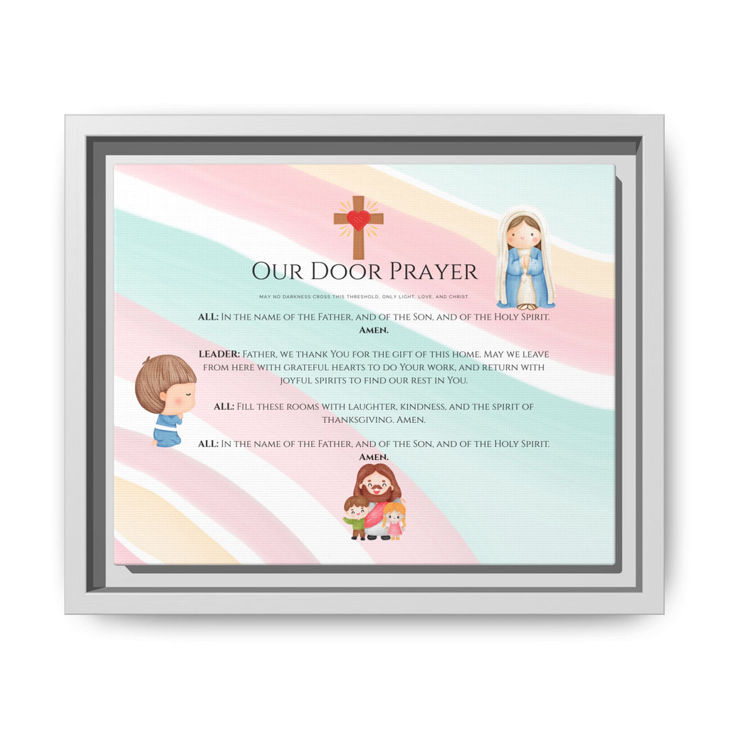 Arte mural familiar alegre “Oración en nuestra puerta”