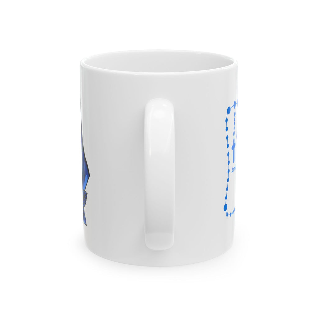 Taza de cerámica mariana azul | Taza con oración "Ad Majorem Dei Gloriam" | Taza de café católica para uso diario