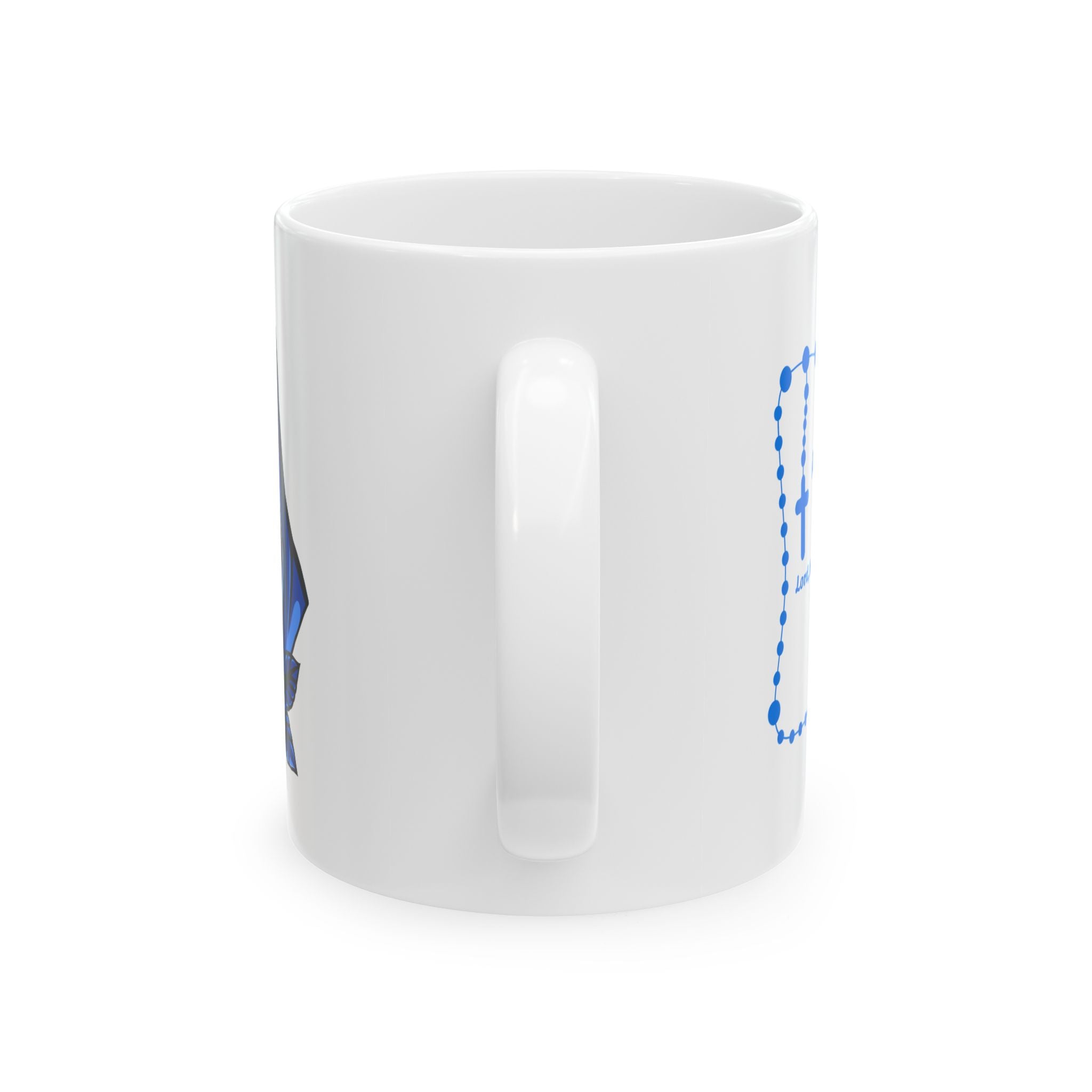 Taza de cerámica mariana azul | Taza con oración "Ad Majorem Dei Gloriam" | Taza de café católica para uso diario