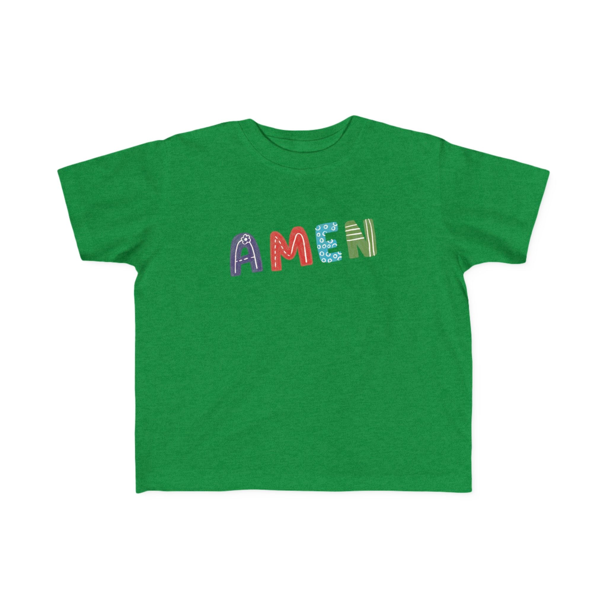 Camiseta de jersey colorida "AMEN" para niños pequeños: ropa cómoda y divertida para niños