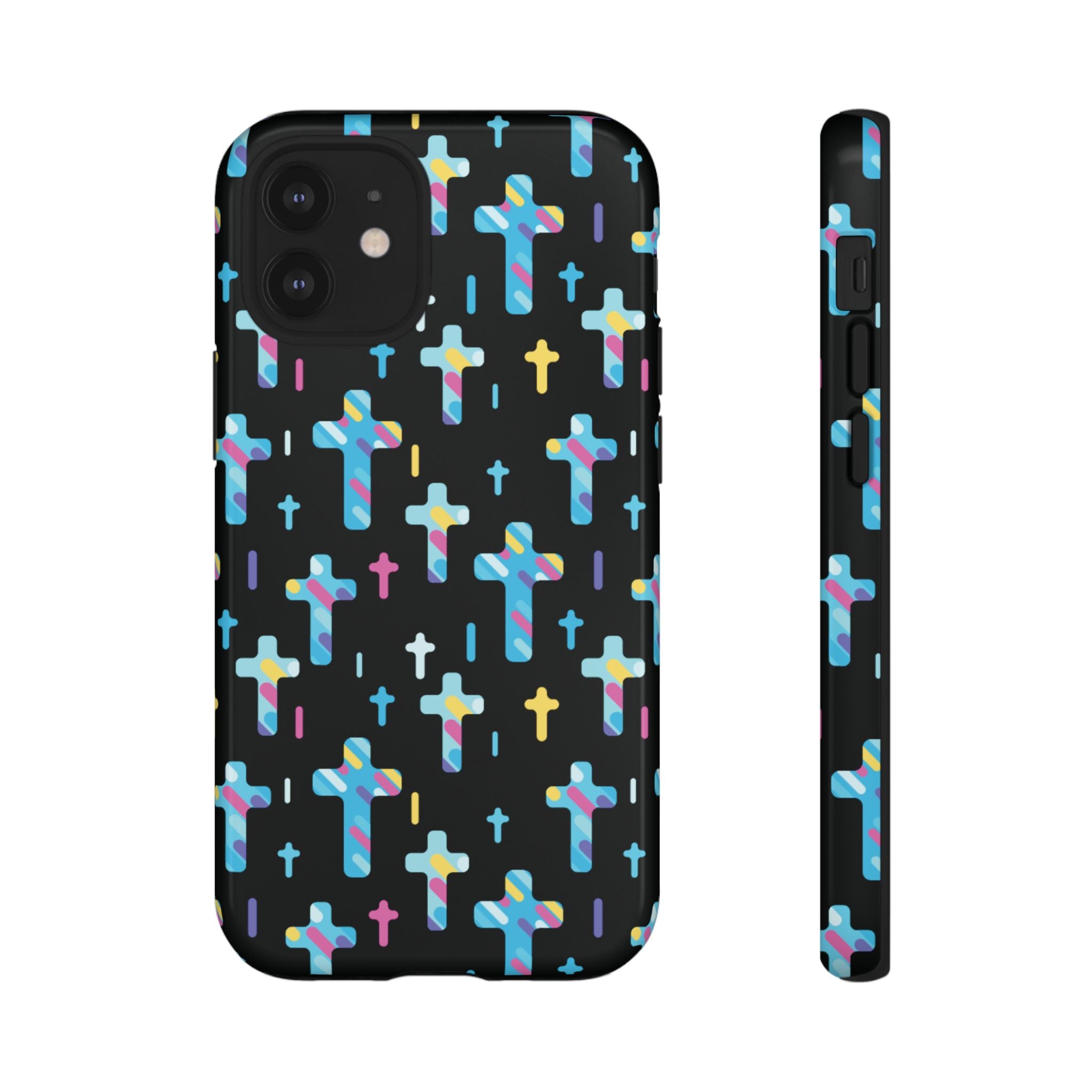 Funda para teléfono con cruz colorida | Protección inspirada en la fe para iPhone | Regalo católico y accesorio para el día a día